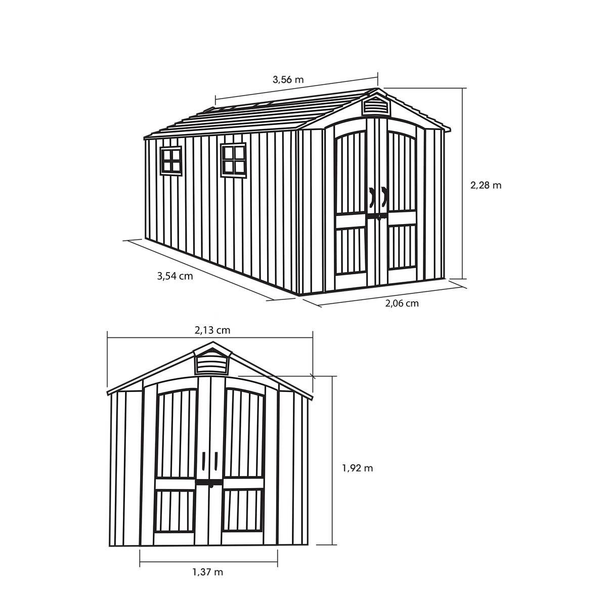 Lifetime Gartenhaus Terra grau B/H/L: ca. 213x228x356 cm