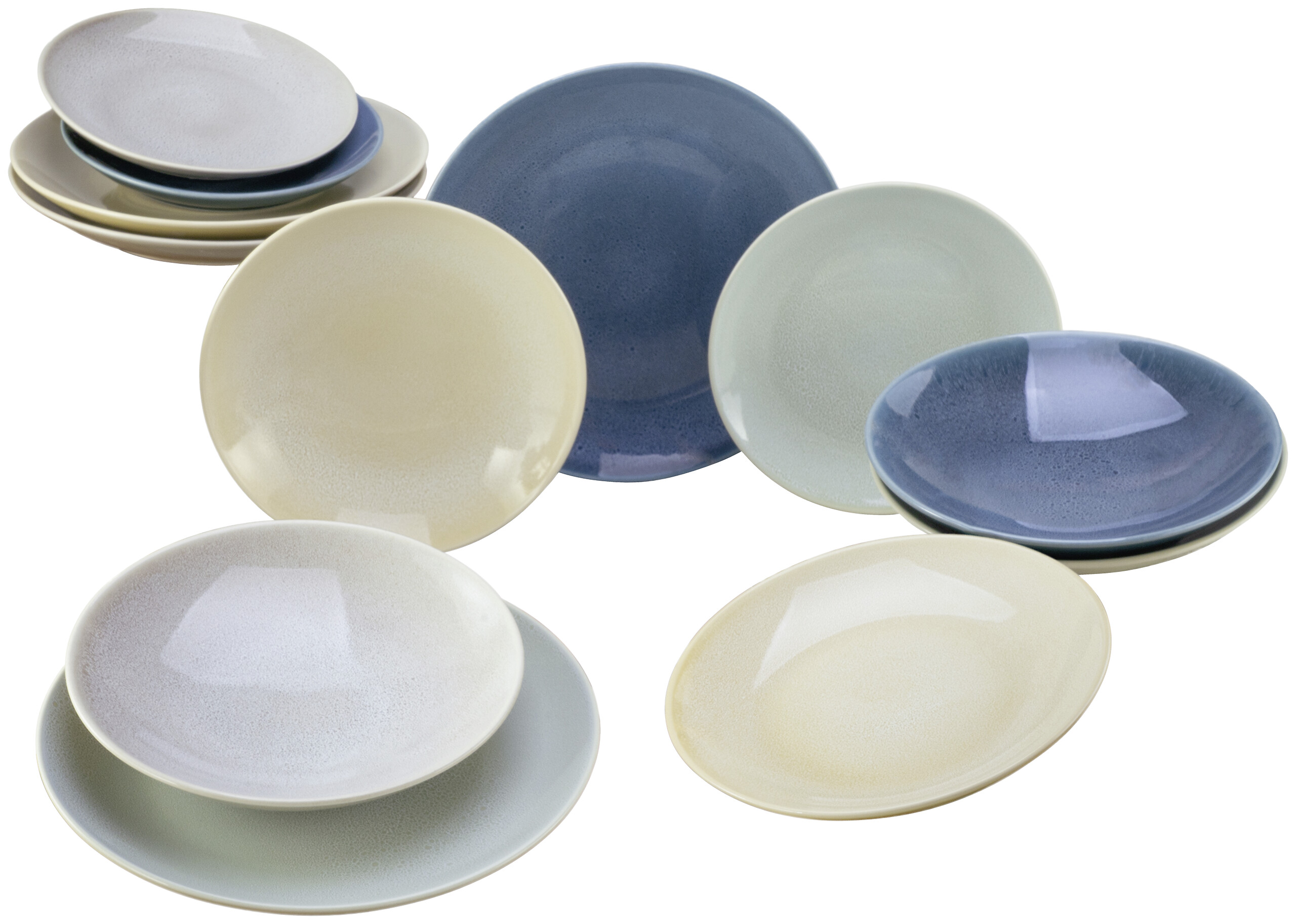 CreaTable Tafelservice Reactive Nordic multicolor Steinzeug 12 tlg.