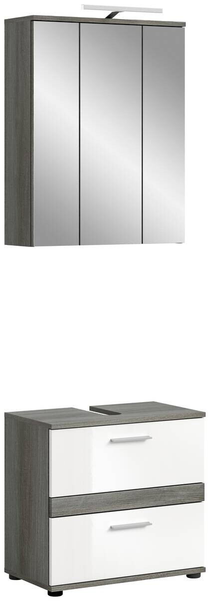 Badezimmer-Set BLAKE Rauchsilber Nachbildung weiß Hochglanz B/H/T: ca. 60x191x34 cm