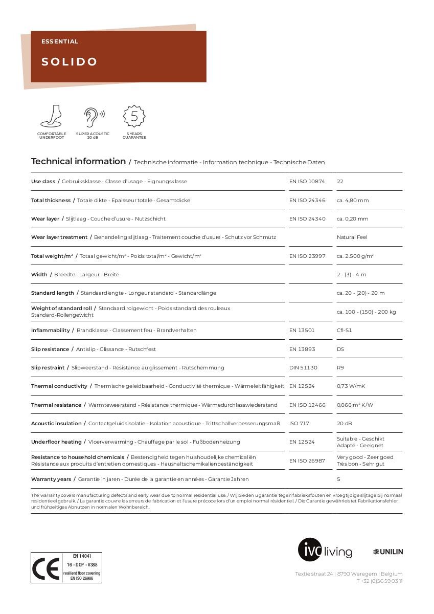 Vinylboden Solido hellbraun Eiche B: ca. 400 cm pro m²