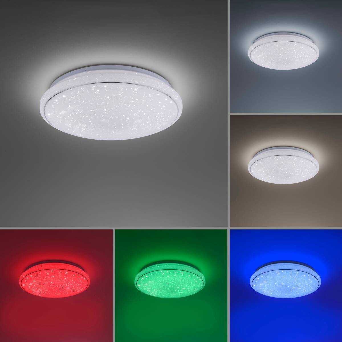 Just Light Smarte LED-Deckenleuchte JUPI 14743-16 weiß Kunststoff H/D: ca. 11x44 cm 1 Brennstellen