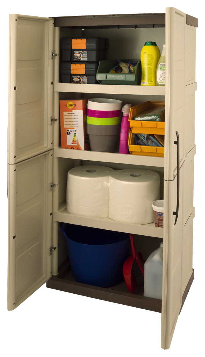 ArtPlast Kunststoffschrank Steel hoch beige Kunststoff B/H/T: ca. 70x165x39,5 cm