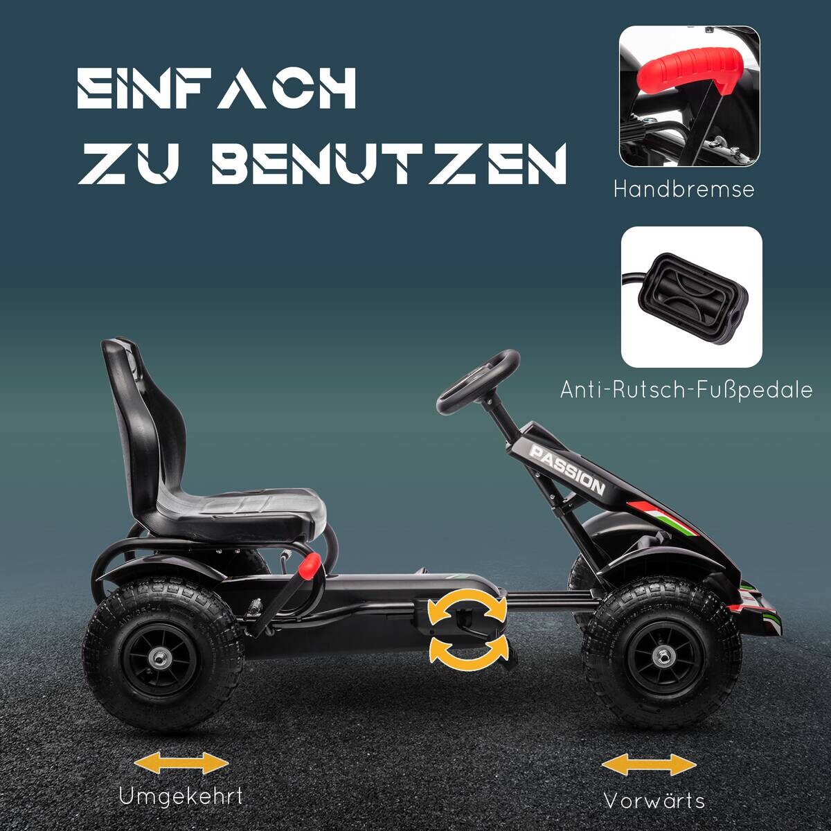 HOMCOM Kinder-Fahrzeug schwarz B/H/L: ca. 58x121x61 cm