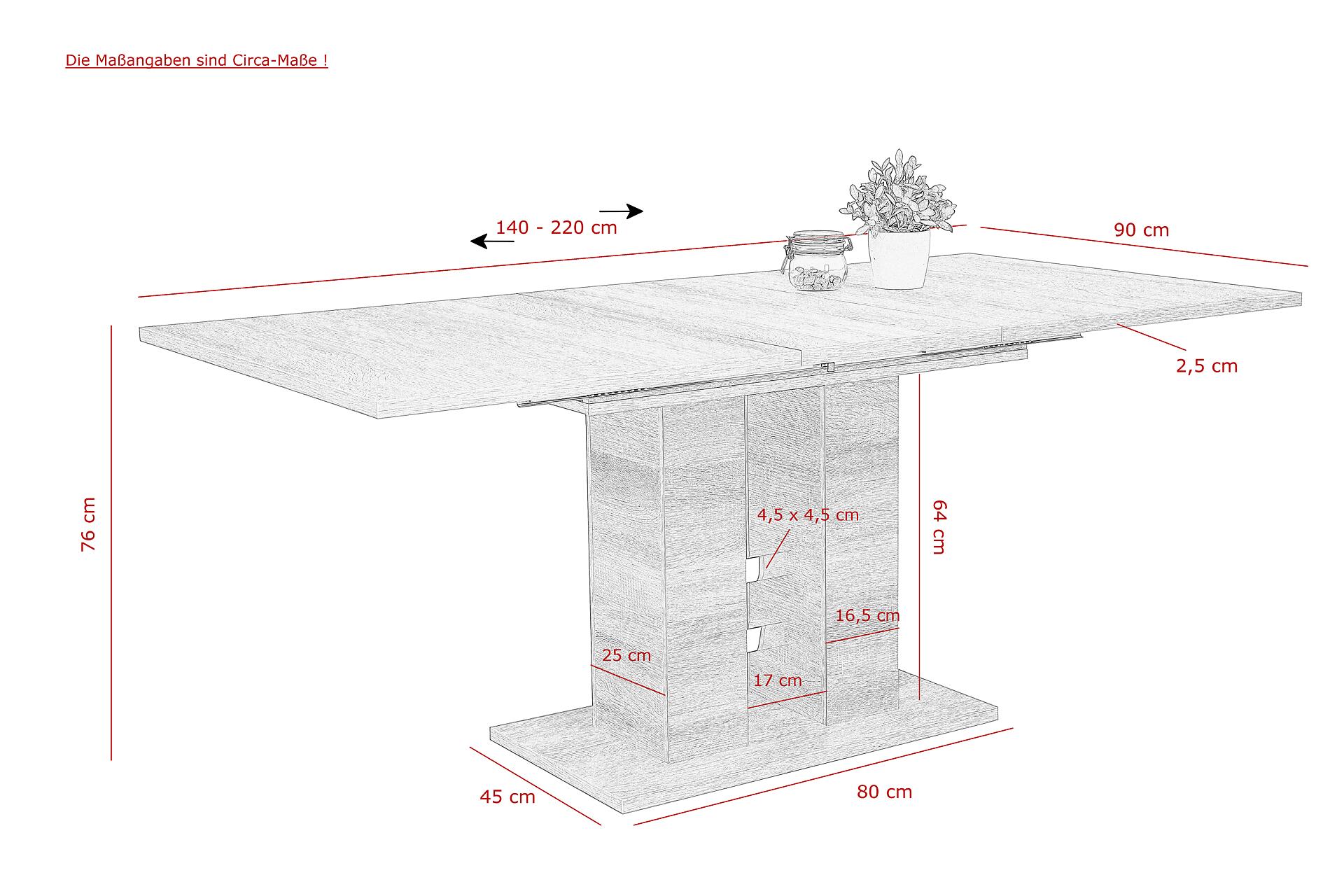 Esstisch HELENA II Eiche Sonoma Nachbildung B/H/T: ca. 140x76x90 cm
