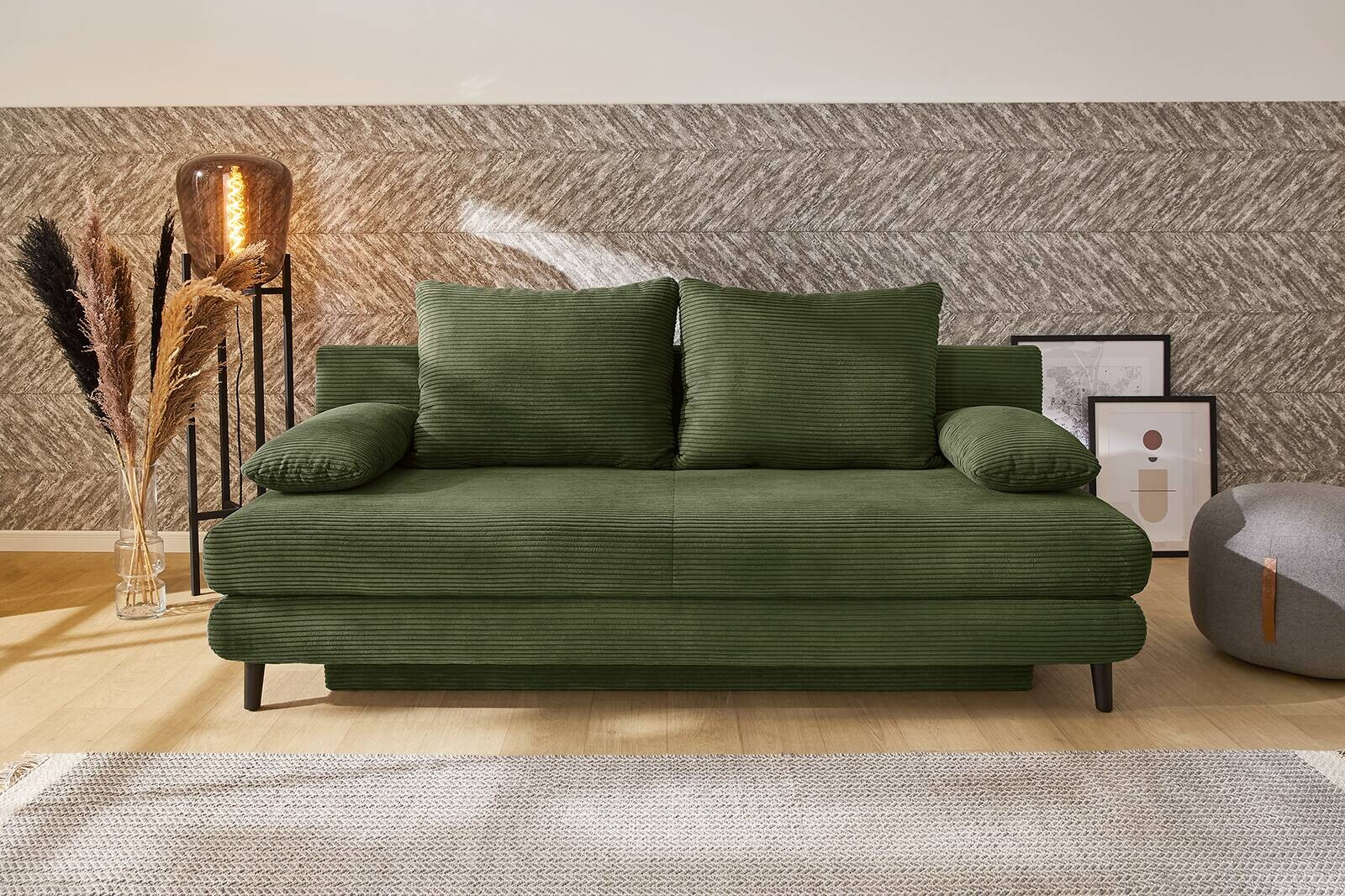 Schlafsofa grün Microfaser B/H/T: ca. 202x74x99 cm