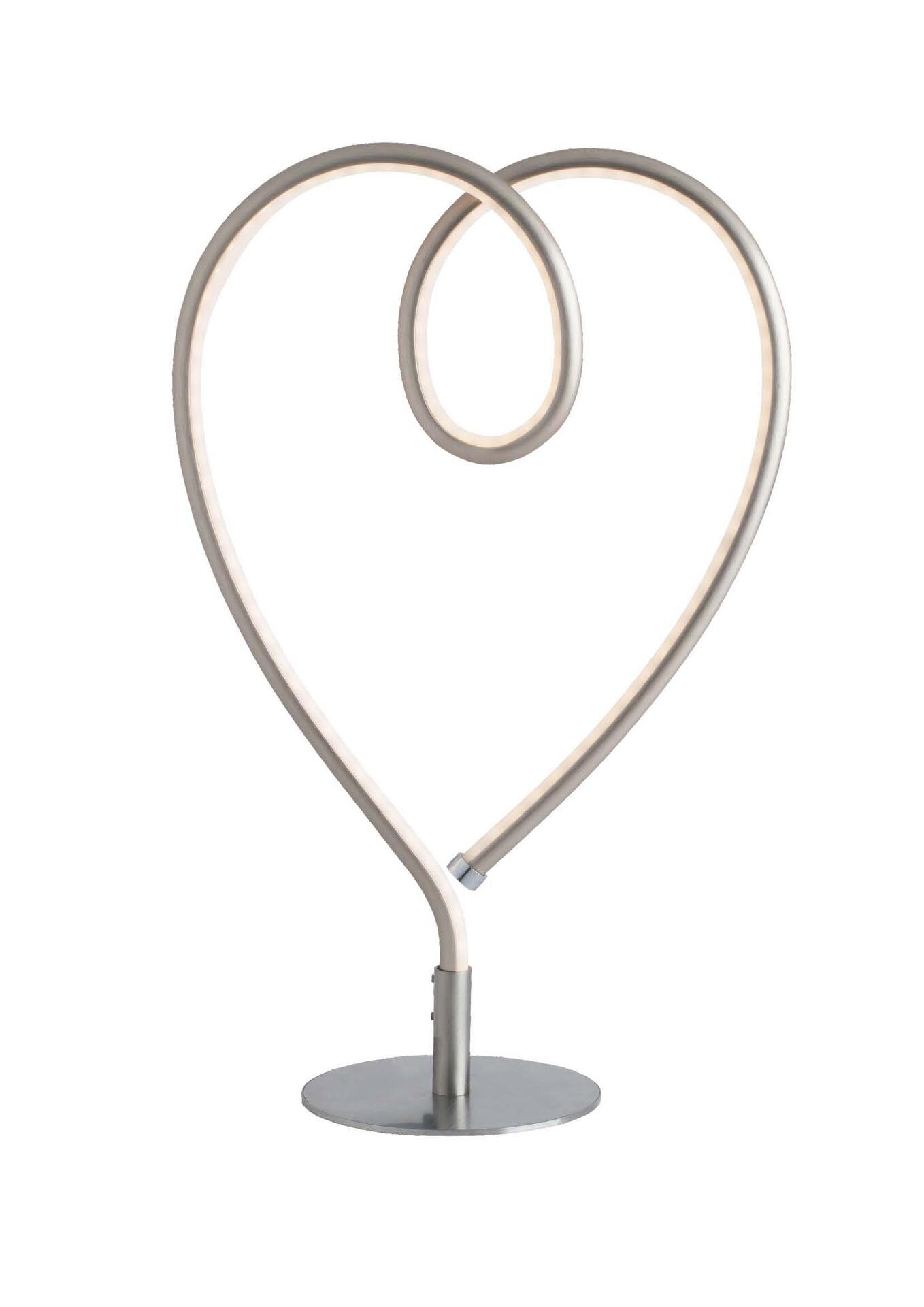 POCOline Tischleuchte Heart nickel matt weiß Metall Kunststoff B/H: ca. 24x40 cm