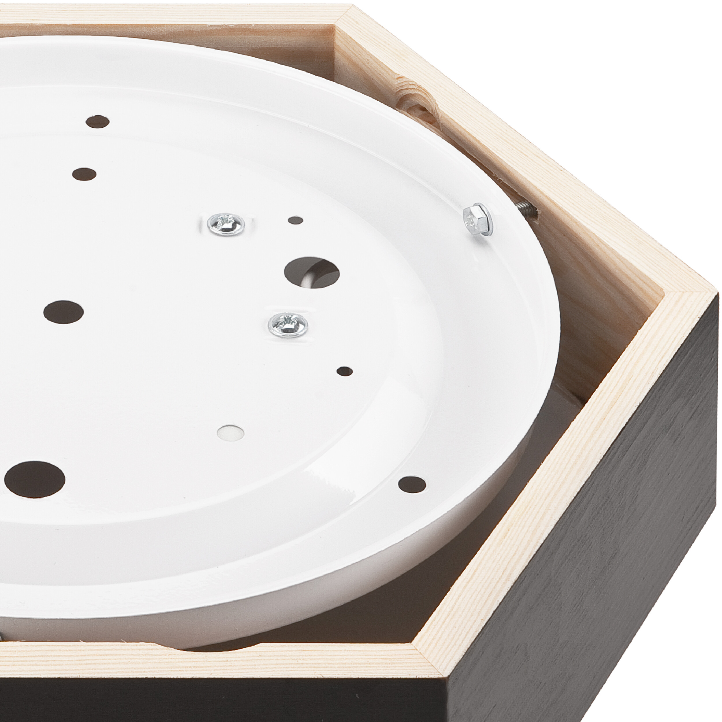 Lamkur Deckenleuchte dunkelbraun Glas Holz B/H/L: ca. 33x12x33 cm 1 Brennstellen