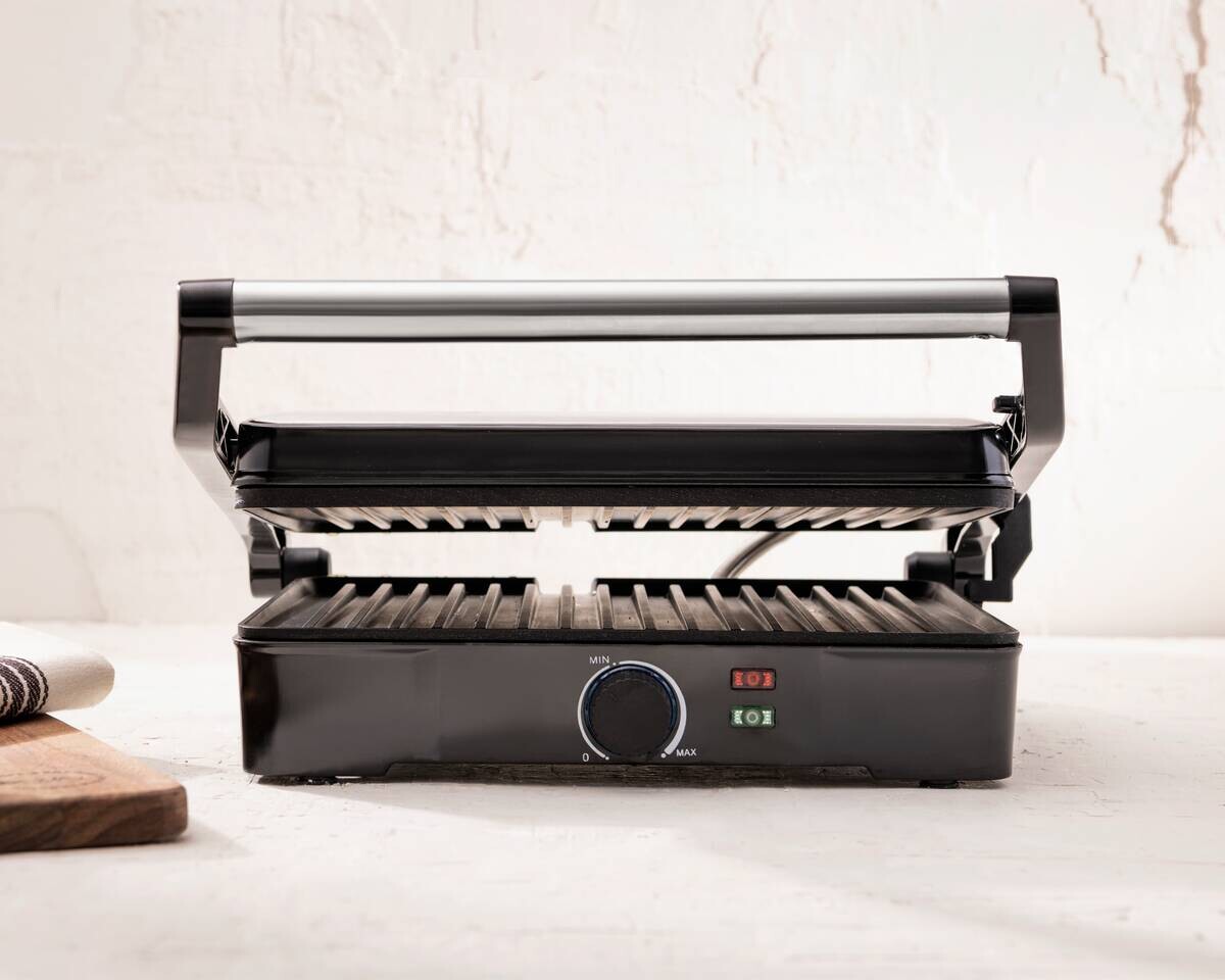 BERGNER Kontaktgrill silber B/H/L: ca. 15x37x38 cm