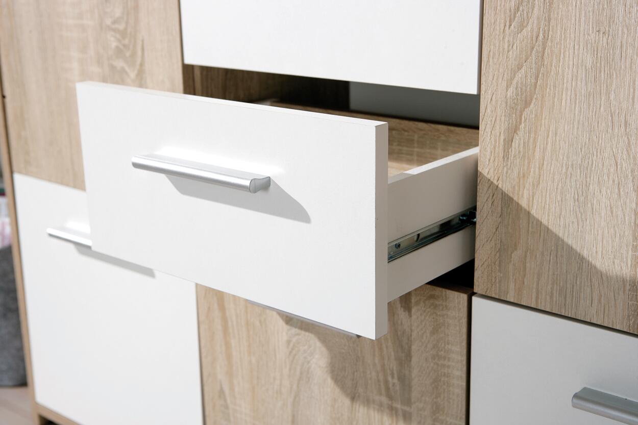 Kommode Elvezia Eiche Sonoma Nachbildung weiß B/H/T: ca. 115x77x30 cm