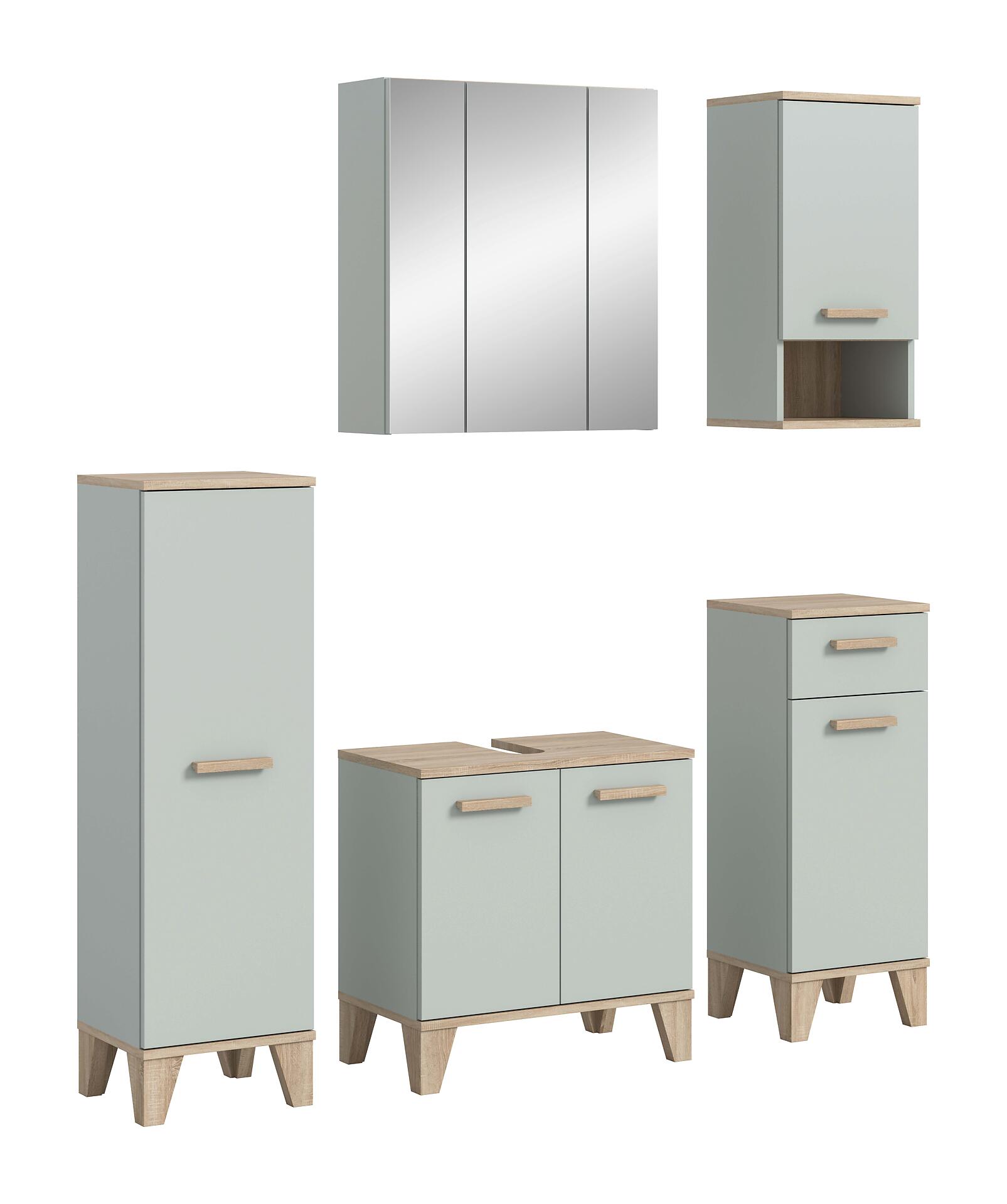 Badezimmer-Set STAR hellgrün Eiche hell Nachbildung B/H/T: ca. 158x190x34 cm