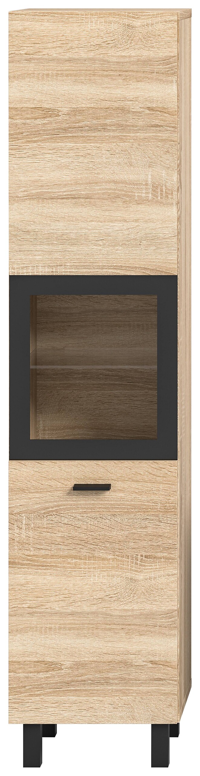 Badhochschrank BOSTON Eiche Sonoma Nachbildung schwarz B/H/T: ca. 30x125x29 cm