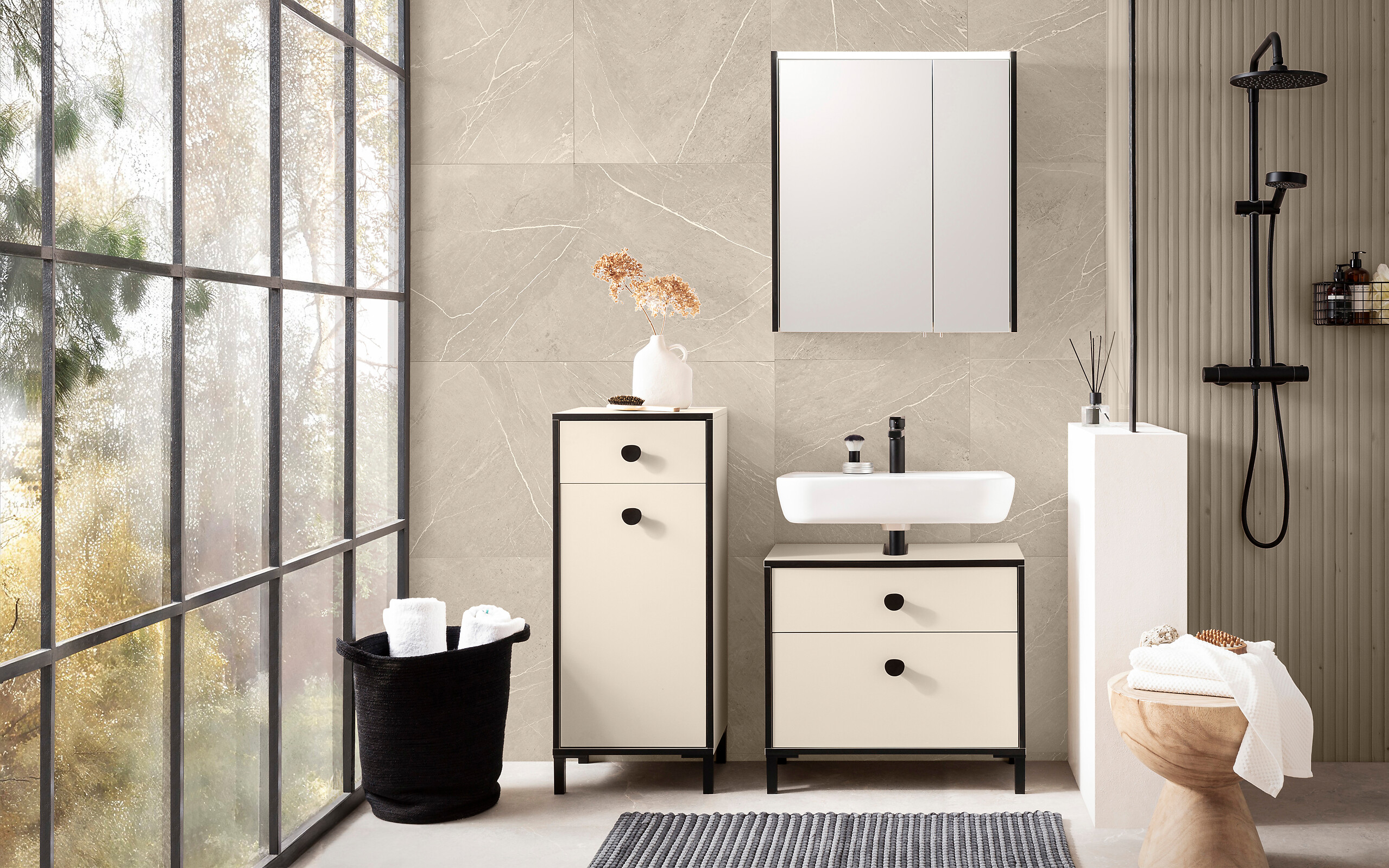 Spiegelschrank Edda creme B/H/T: ca. 63,5x72,4x17,5 cm Spiegelschrank Edda creme B/H/T: ca. 63,5x72,4x17,5 cm