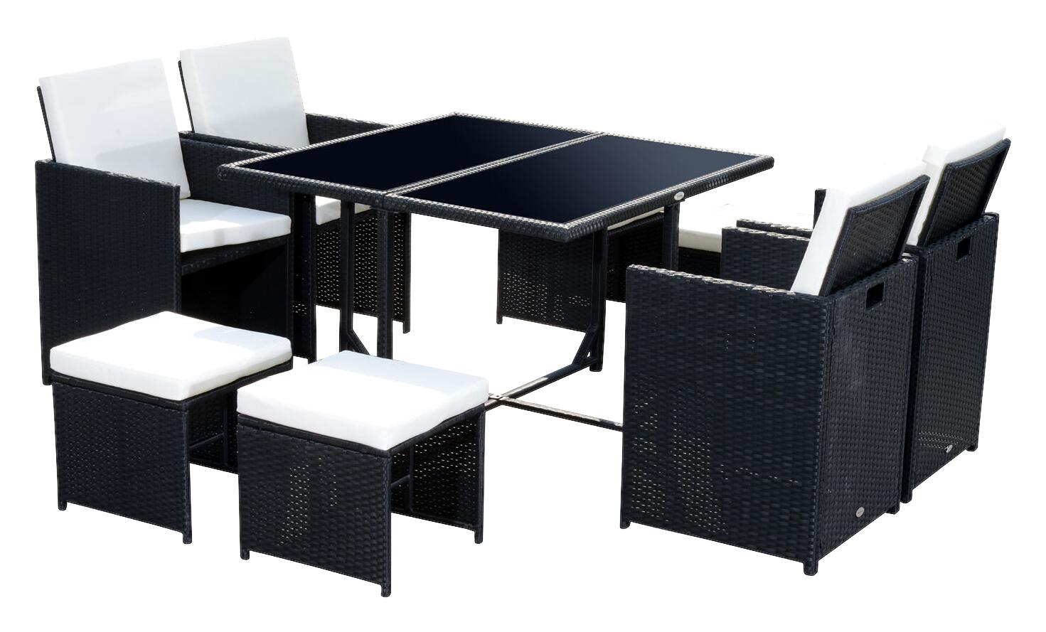 Outsunny Sitzgruppe schwarz Polyrattan