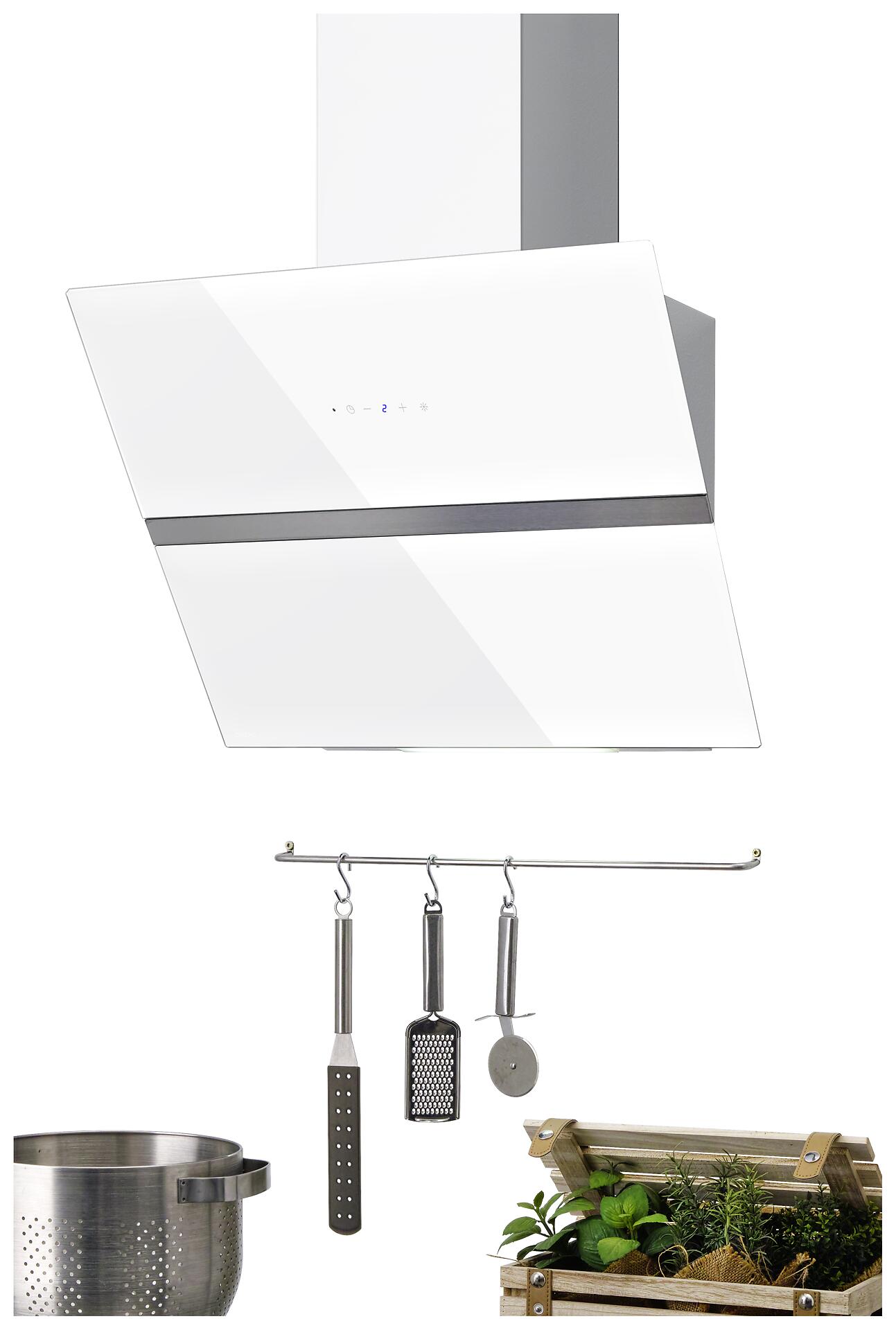 INTERPLAN Dunstabzugshaube Passat Pro White 60 weiß Glas Edelstahl B/H/T: ca. 60x42x38,5 cm