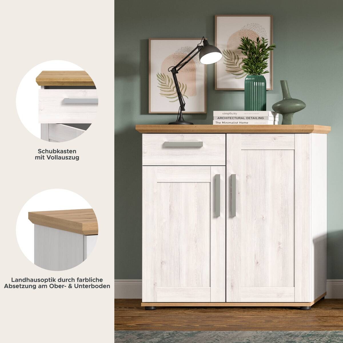 Kommode Verona Sibiu Lärche Nachbildung Eiche Artisan Nachbildung B/H/T: ca. 95x92x39 cm