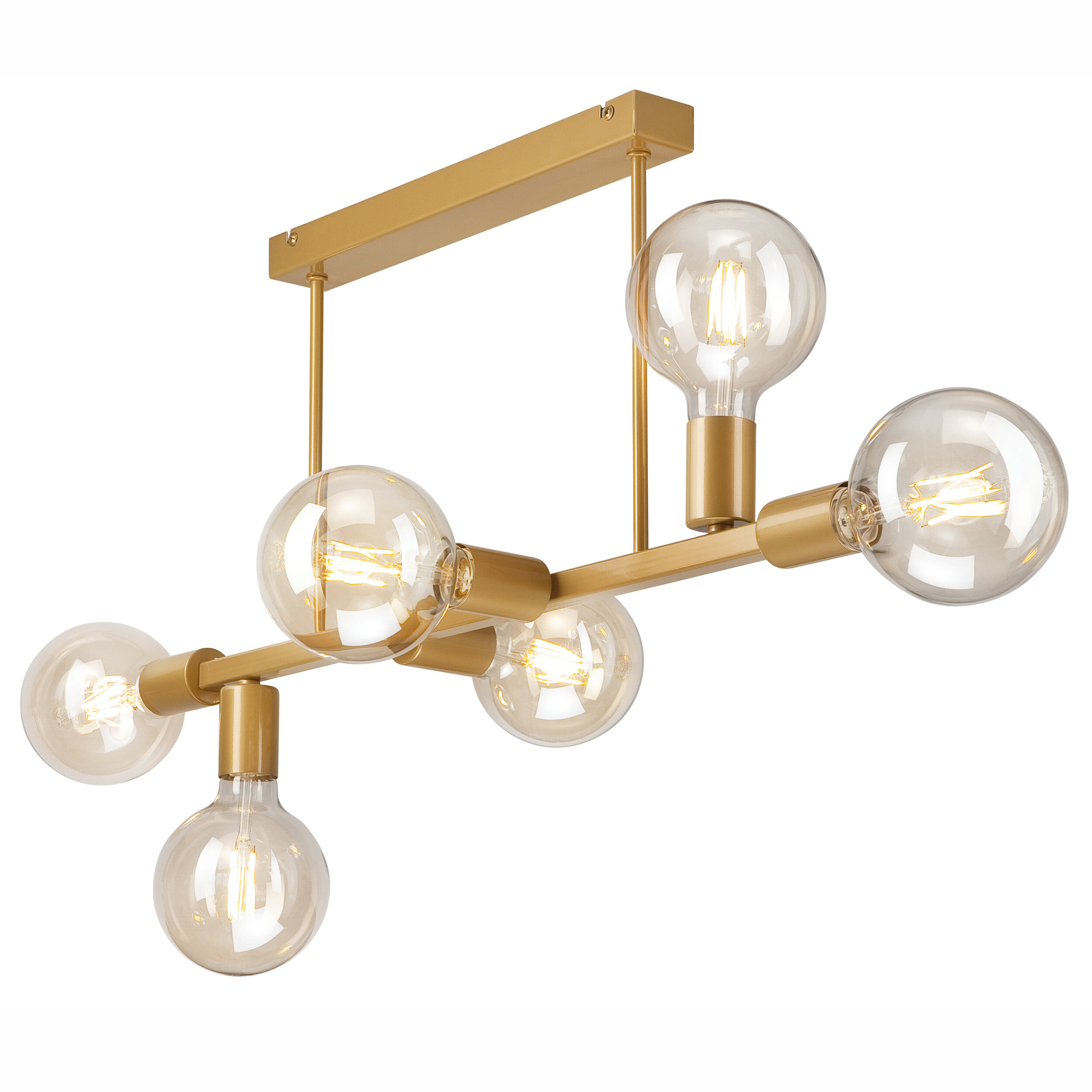 Lamkur Deckenleuchte gold Stahl B/H/L: ca. 73x39x73 cm E27 6 Brennstellen