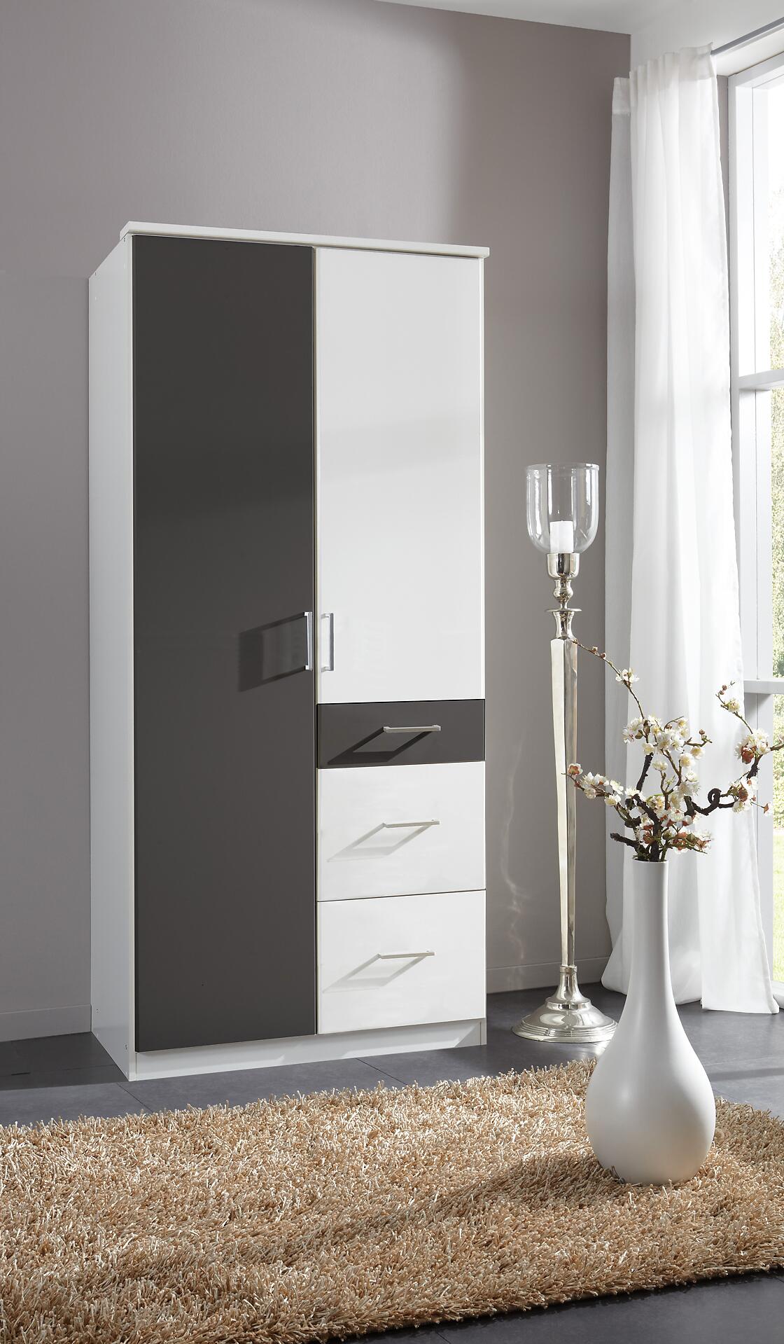 Kleiderschrank Click Alpinweiß Graphit B/H/T: ca. 90x199x58 cm