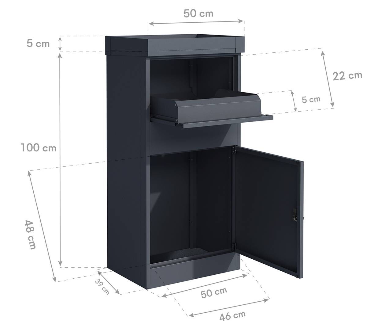 Westmann Paketbox Piet anthrazit B/H/T: ca. 50x105x37 cm