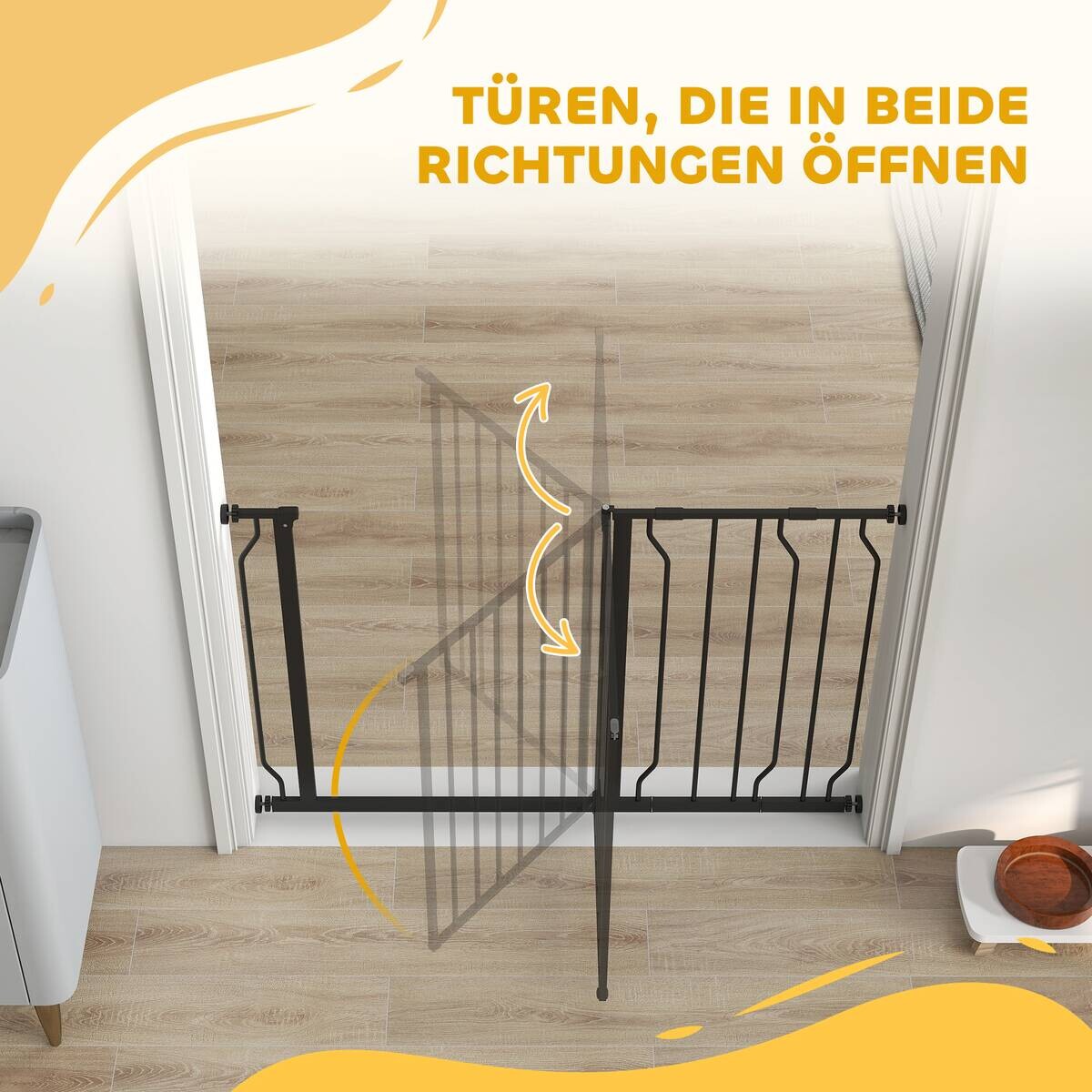 PawHut Schutzgitter schwarz Stahl B/H/L: ca. 4x76x115 cm