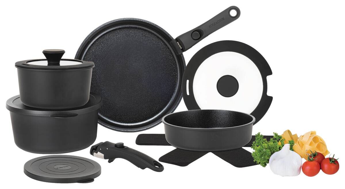Topfset schwarz Aluminium 13 tlg.