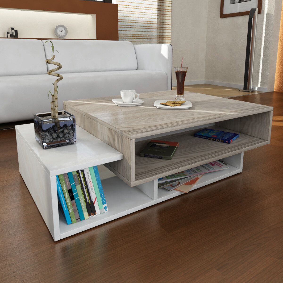 Couchtisch Tab weiß Cordoba Nachbildung B/H/T: ca. 105x32x60 cm