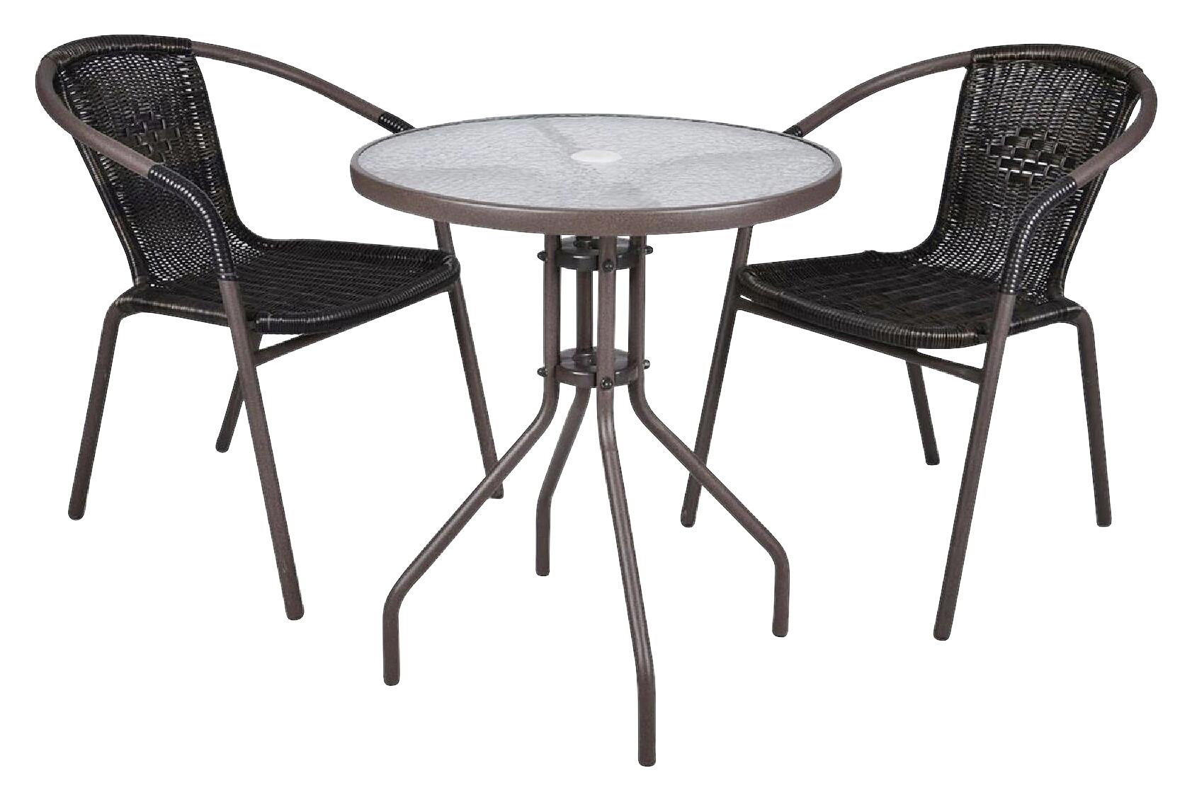 VCM Balkon-Set braun Polyrattan B/H/T: ca. 53x73x60 cm