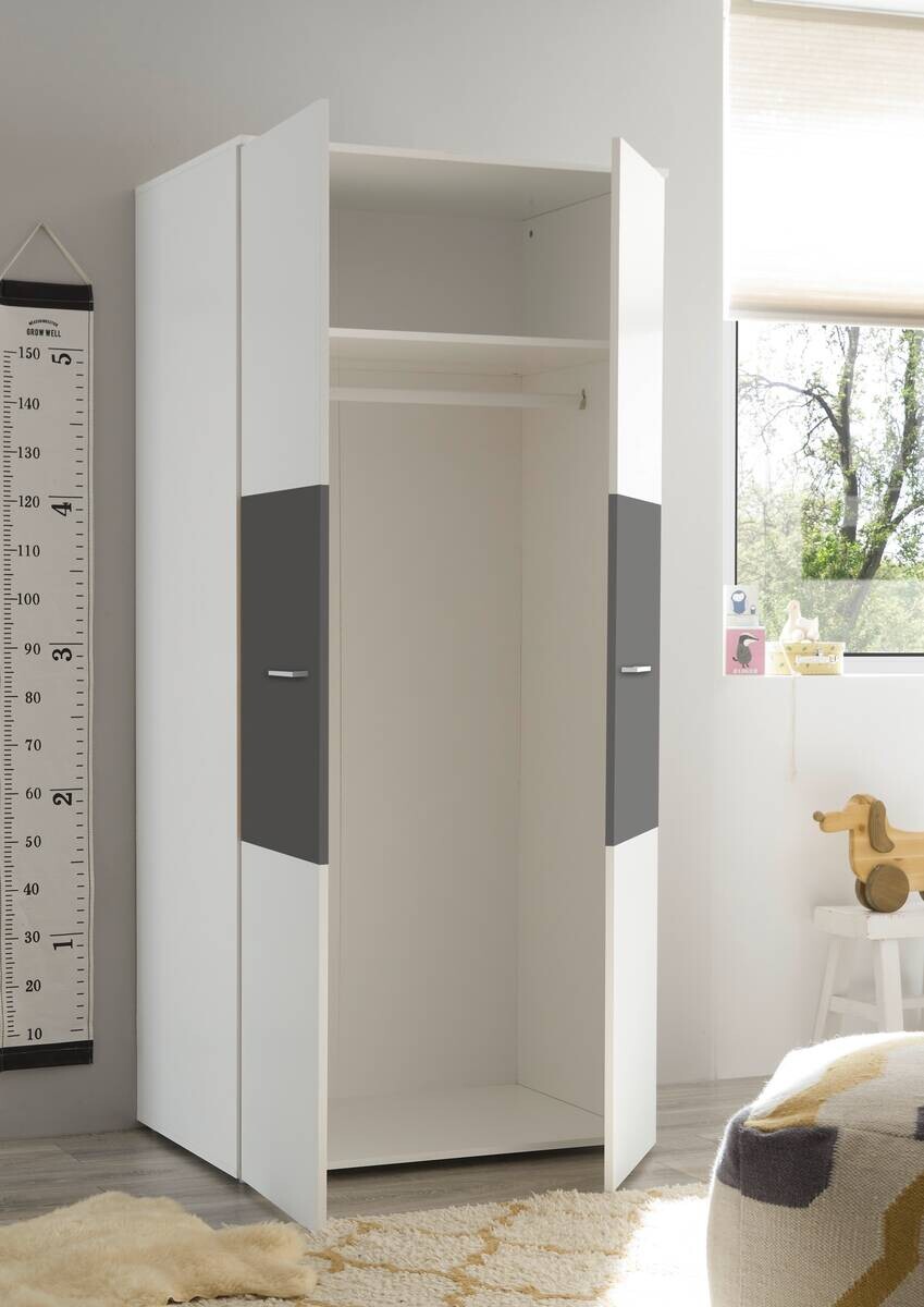 Kleiderschrank Alex weiß Graphit B/H/T: ca. 90x195x60 cm