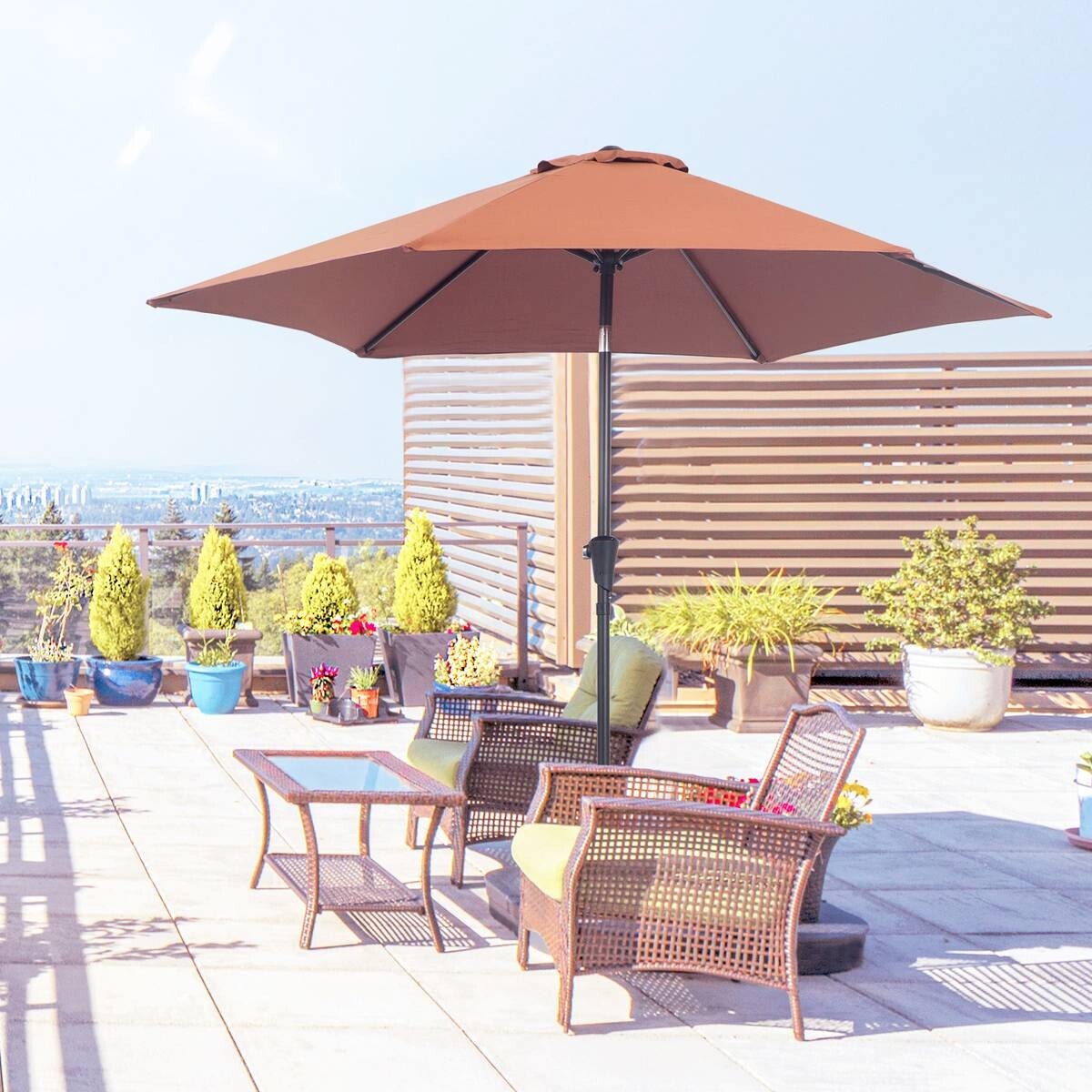 Outsunny Sonnenschirm braun Stahl H/D: ca. 235x270 cm