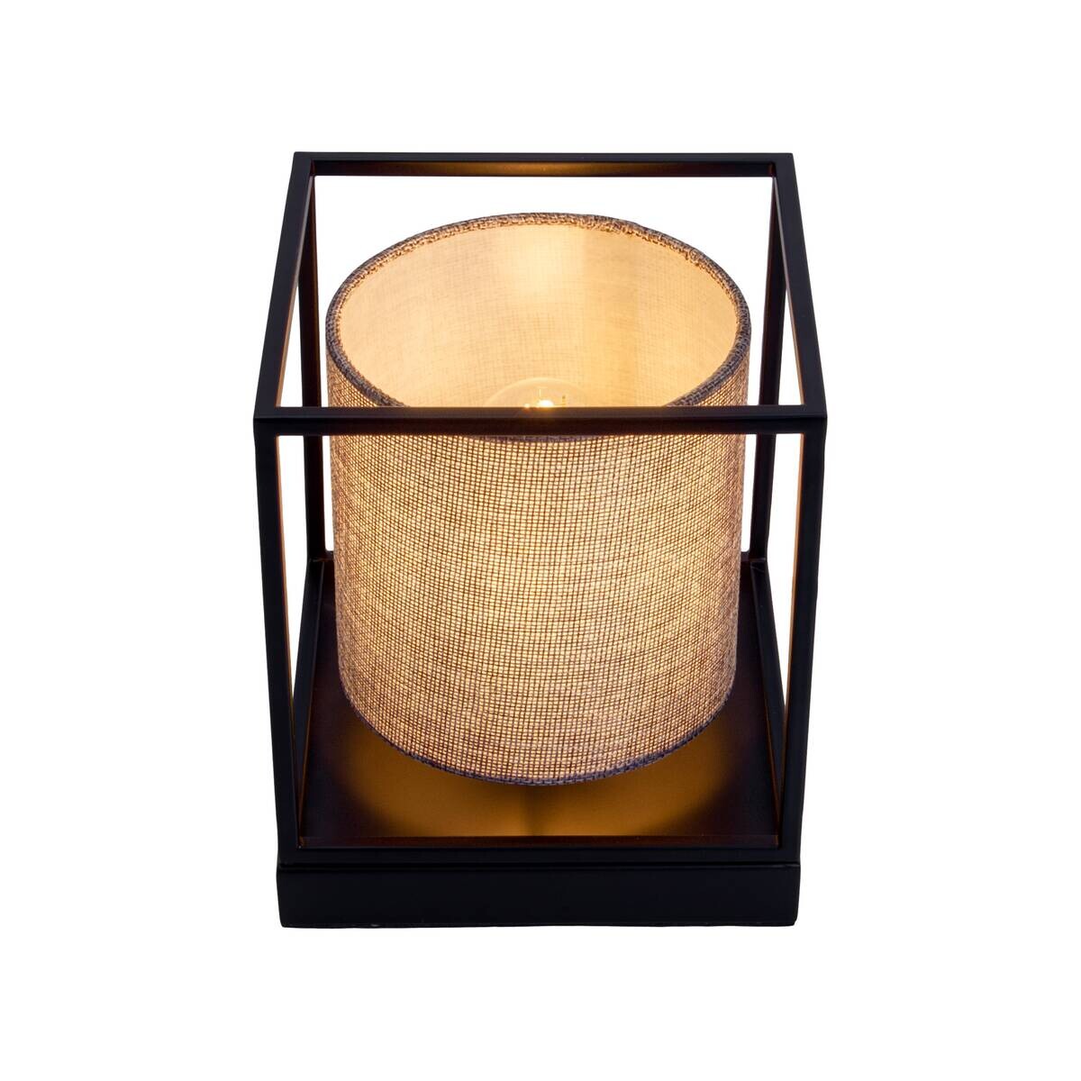 Näve Leuchten Tischleuchte 3190516 grau Metall Textil B/H/T: ca. 15x17x15 cm E14 1 Brennstellen