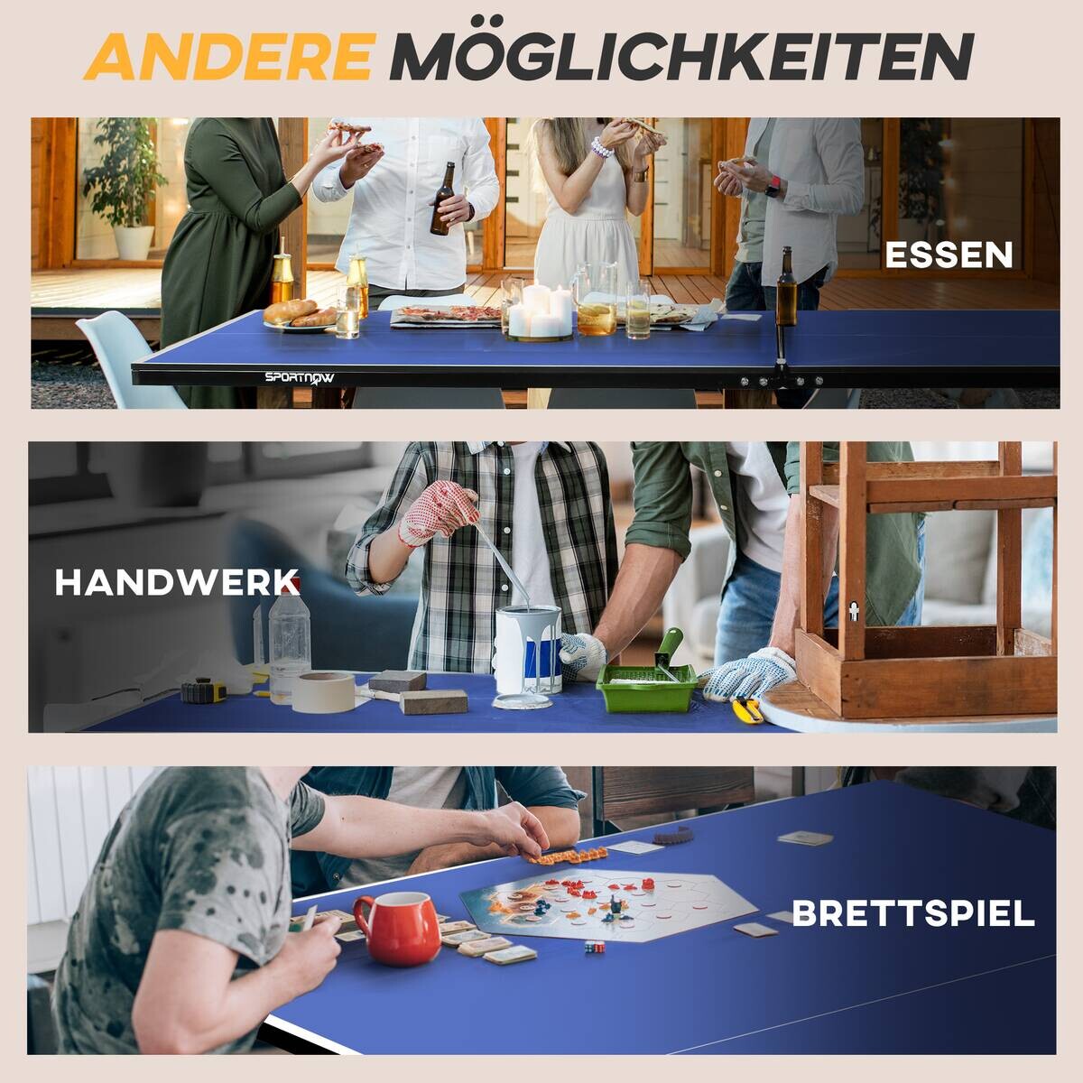 SPORTNOW Tischtennisplatte blau Stahl B/H/L: ca. 152,5x76x274 cm