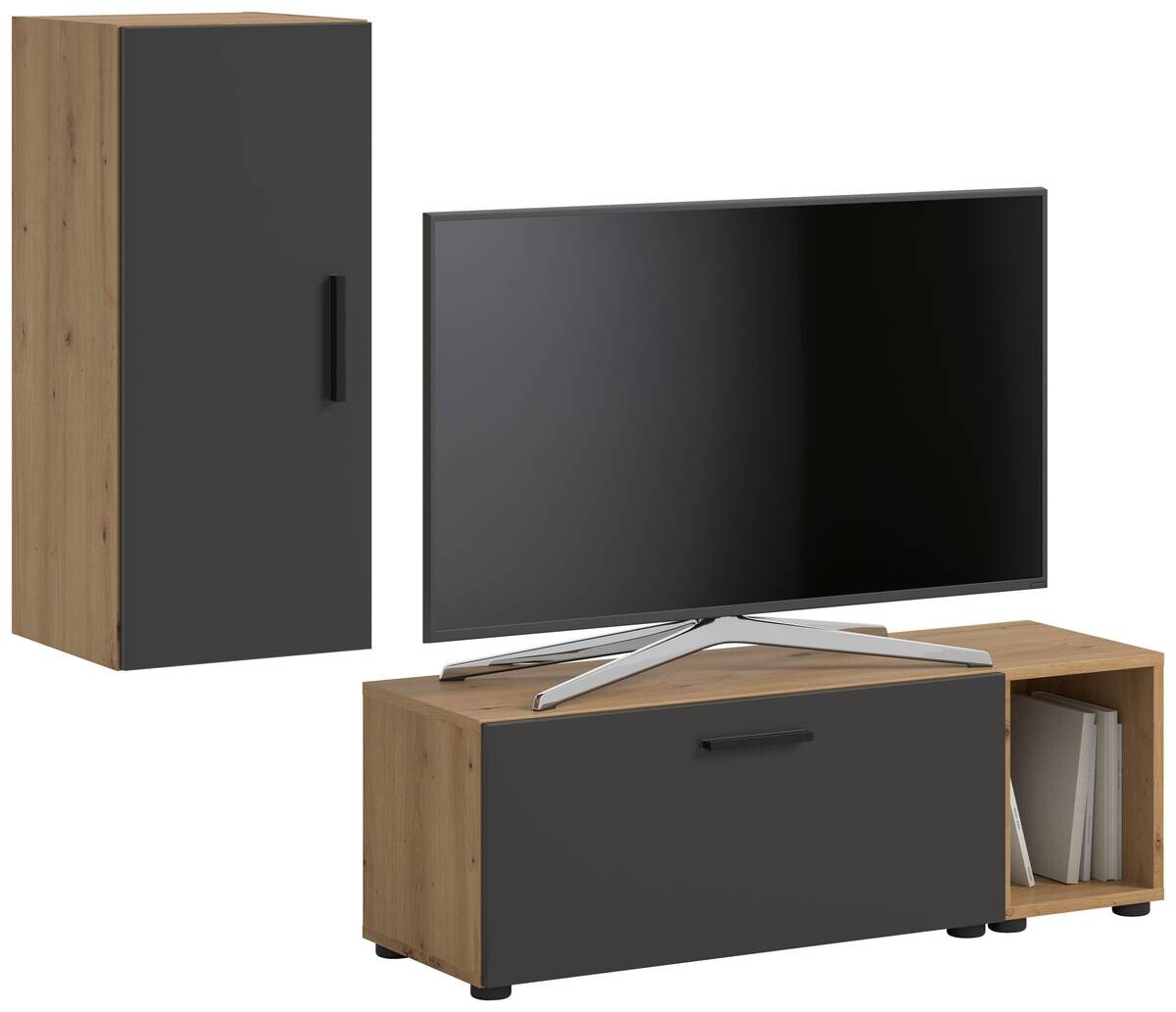 Wohnwand-Set TheOne Eiche Artisan Nachbildung anthrazit B/H/T: ca. 75x32x34 cm