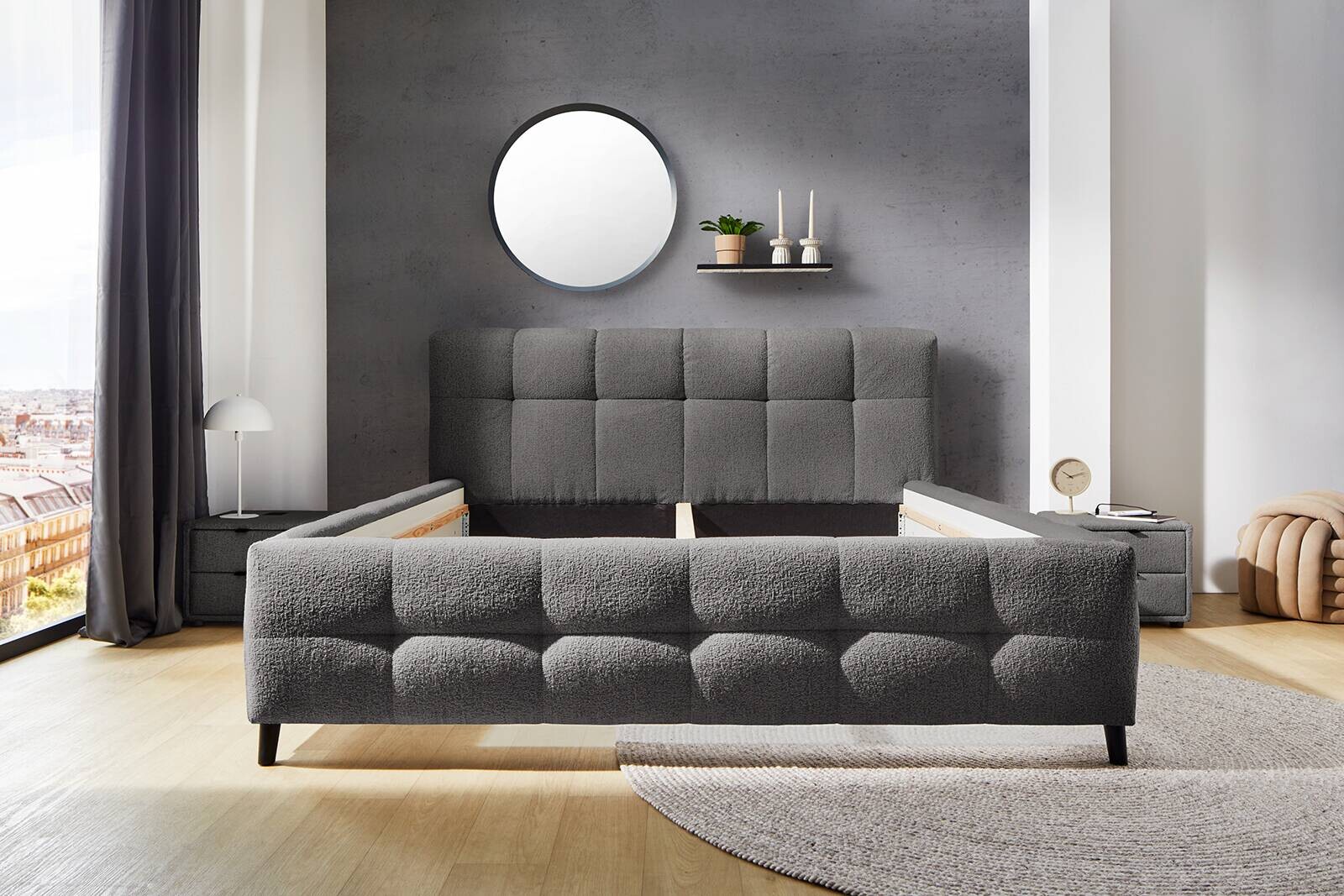 Polsterbettgestell grau Polyester Liegefläche B/L: ca. 180x200 cm