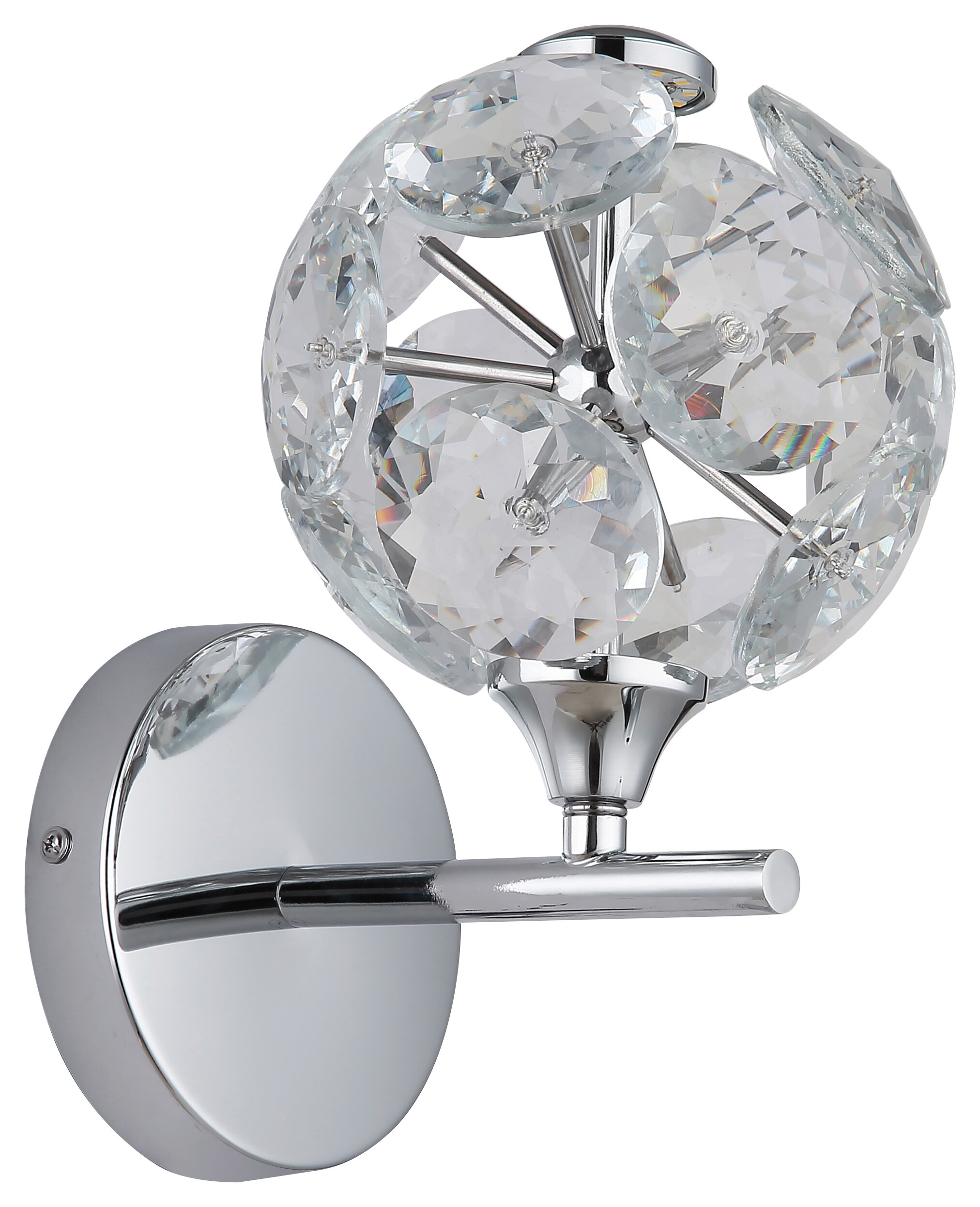 GLOBO Wandleuchte Chrom klar Metall Glas H: ca. 24 cm 1 Brennstellen