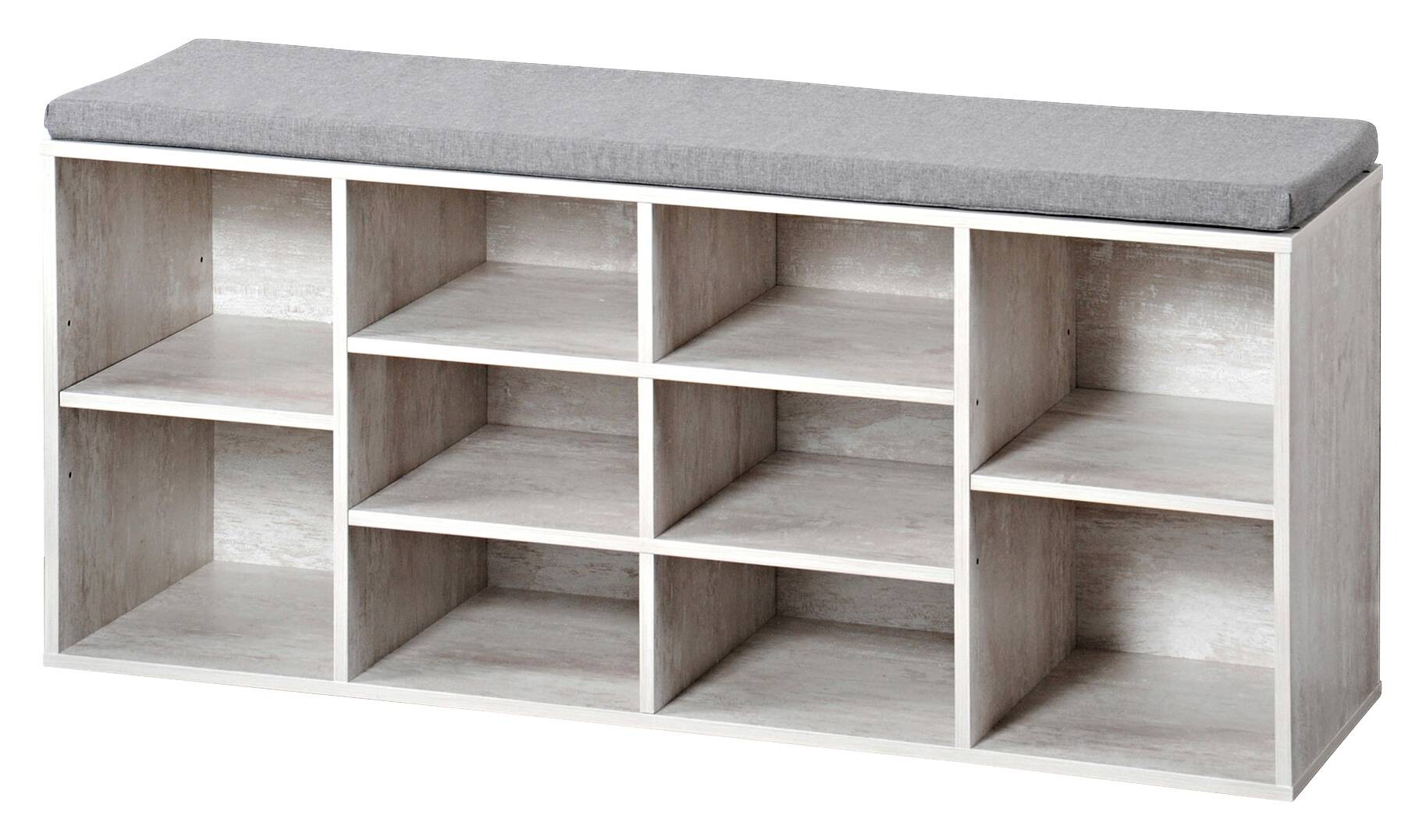 Kesper Schuhschrank mit Sitzkissen weiß Spanplatte B/H/L: ca. 29,5x48x103,5 cm