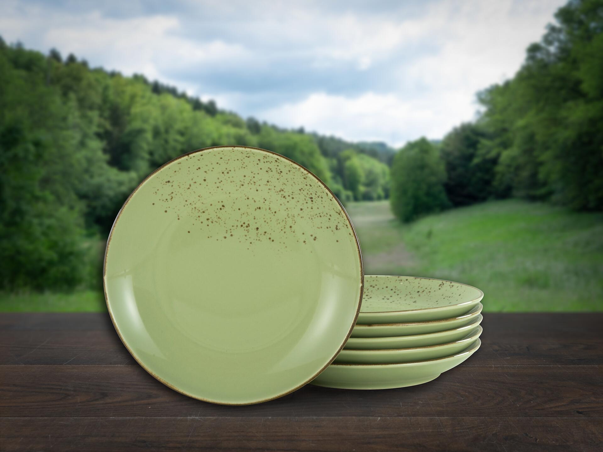 CreaTable Dessertteller NATURE COLLECTION grün Steinzeug D: ca. 21 cm