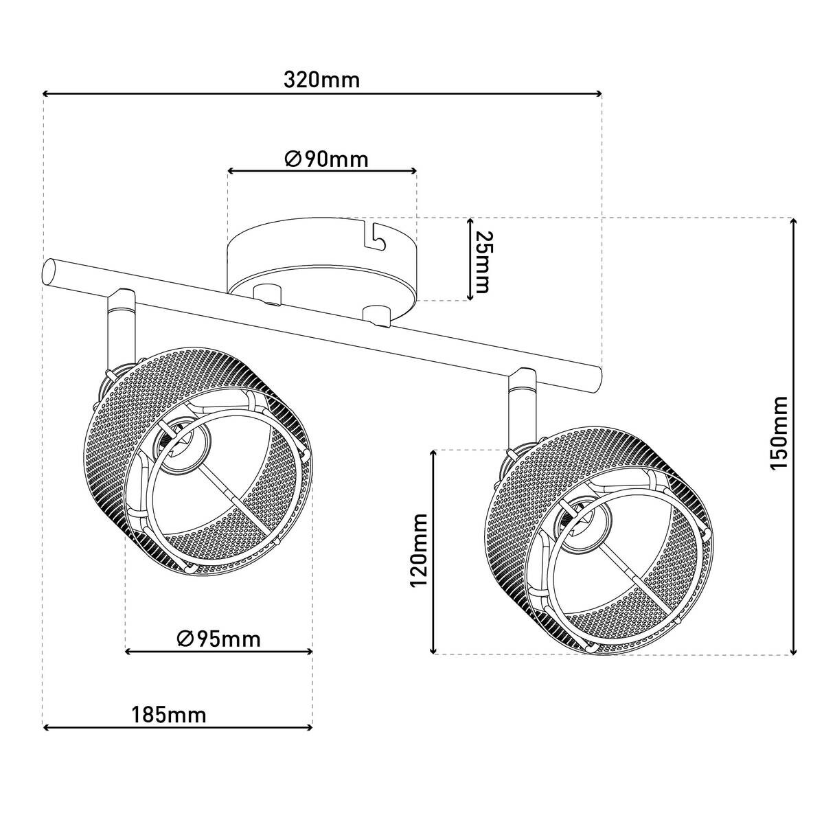 Näve Leuchten Spotleuchte 1387422 schwarz Metall B/H/T: ca. 18,5x15x32 cm E14 2 Brennstellen