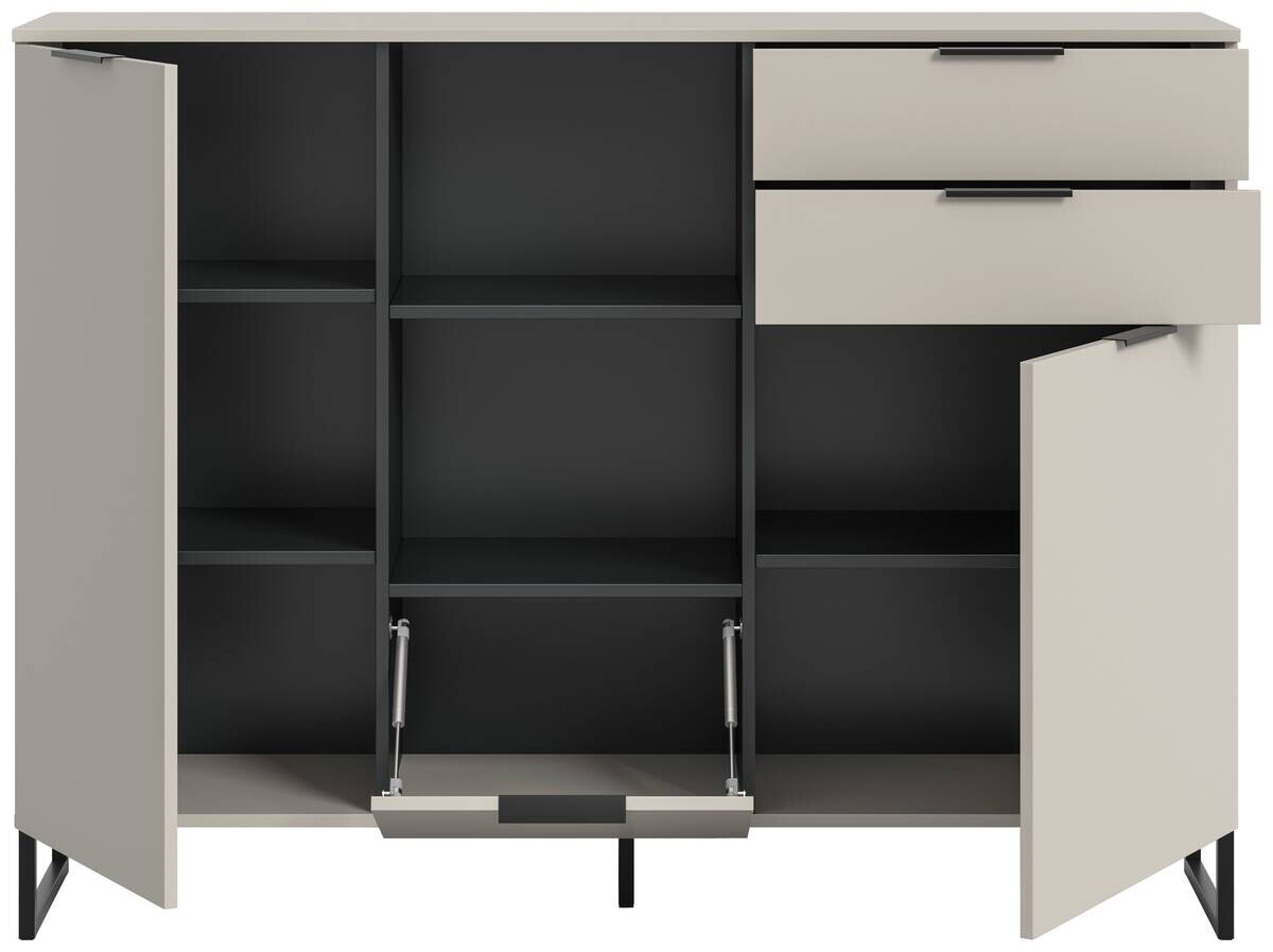 Highboard Noida Kaschmirgrau Nachbildung schwarz B/H/T: ca. 112x150x37 cm