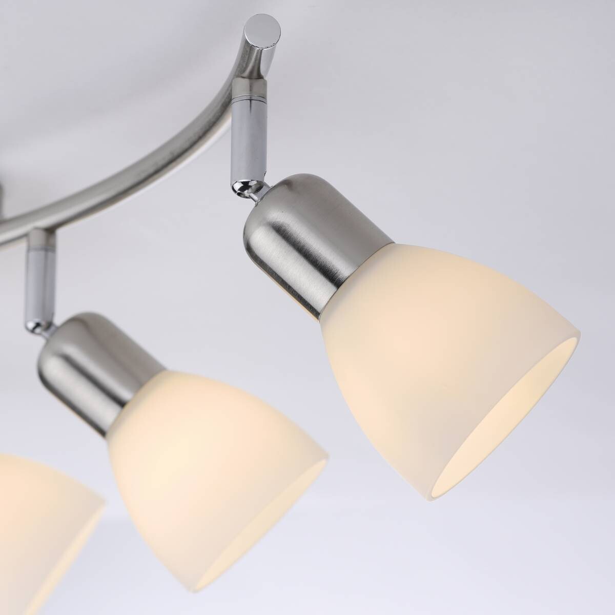 Just Light Spotbalken PN11953-55 Karo stahlfarbig weiß Aluminium Kunststoff Glas B/H/L: ca. 22x21x68 cm E14 3 Brennstellen