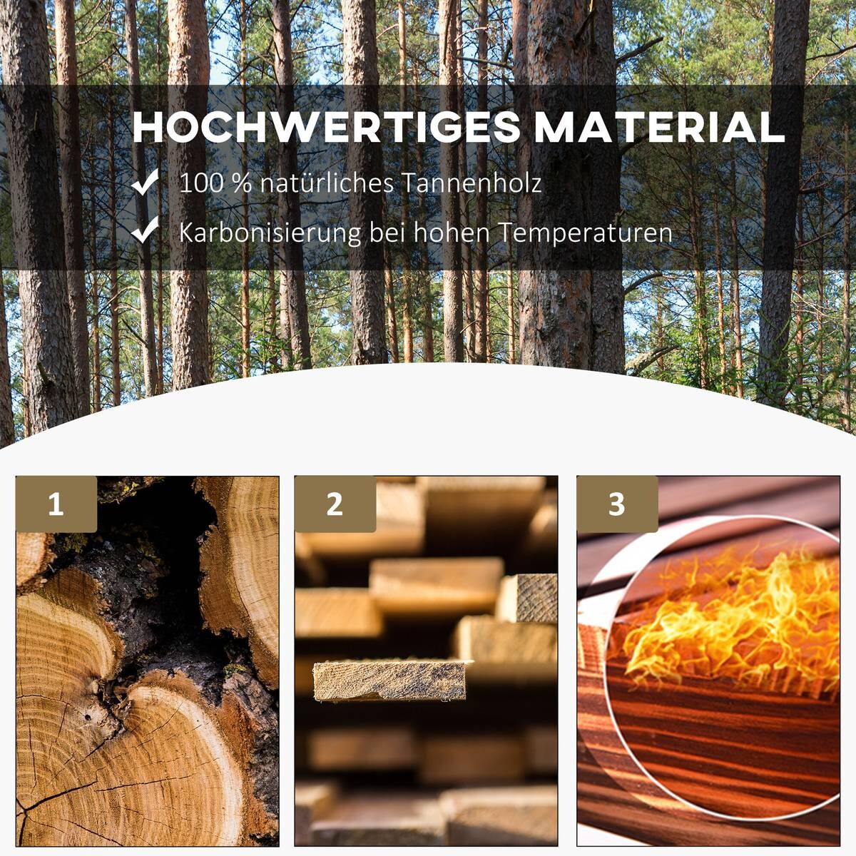 Outsunny Sitzbank natur Holz B/H/L: ca. 50x40x98 cm