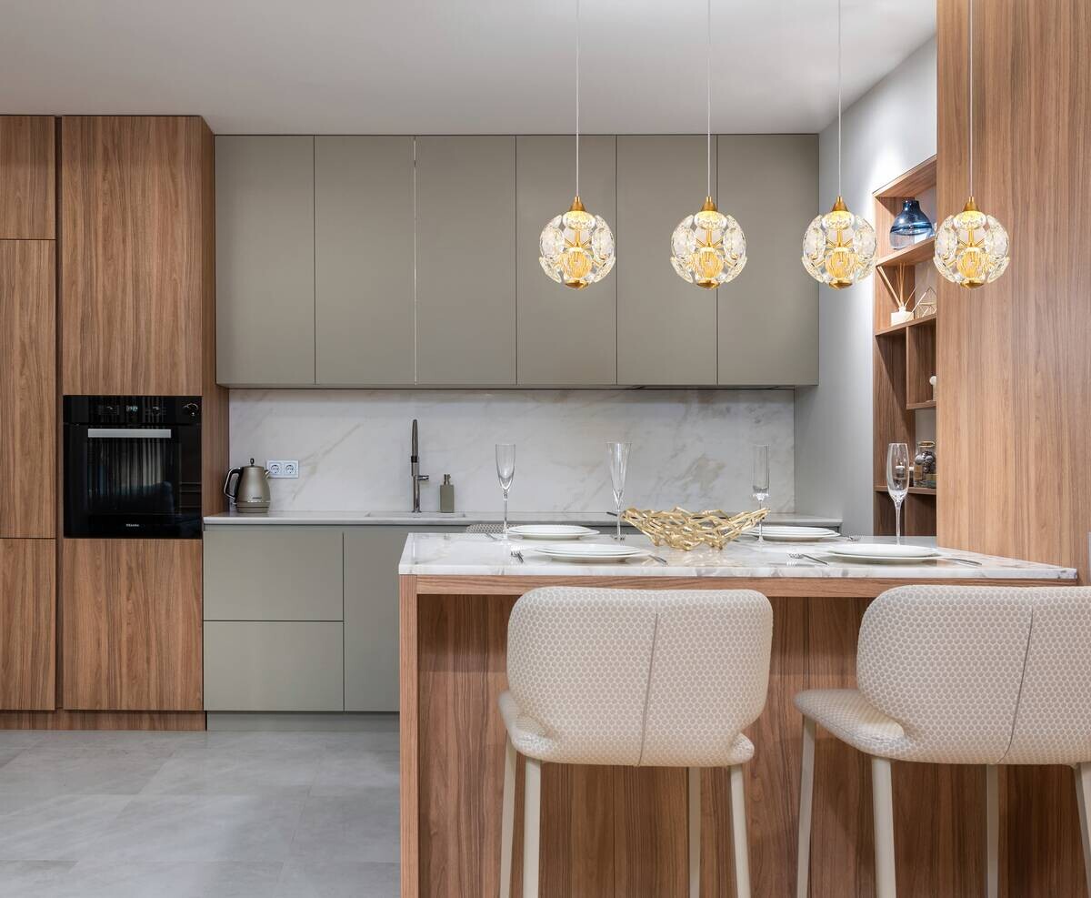 GLOBO LED-Pendelleuchte Virina gold Metall B/H/L: ca. 93x15x150 cm