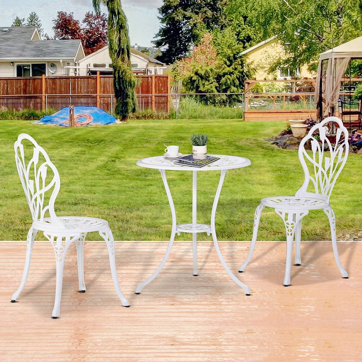 Outsunny Gartenmöbel-Set weiß Aluminium