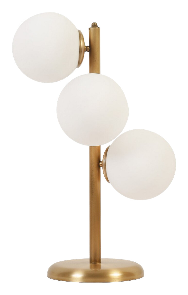 Opviq Tischleuchte weiß Glas Metall B/H/L: ca. 20x55x20 cm E27 3 Brennstellen