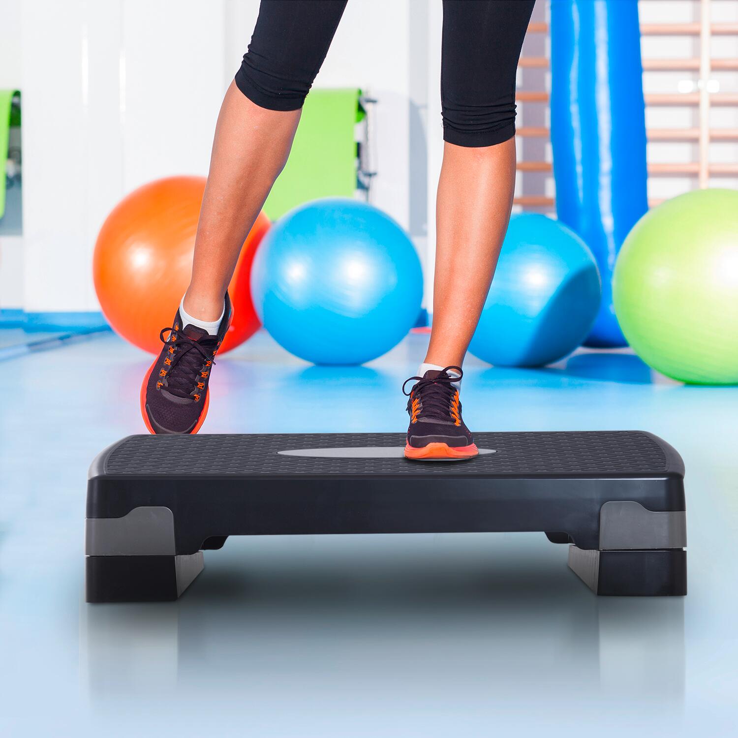 HOMCOM Steppbrett grauschwarz Kunststoff B/H/L: ca. 68x15x29 cm