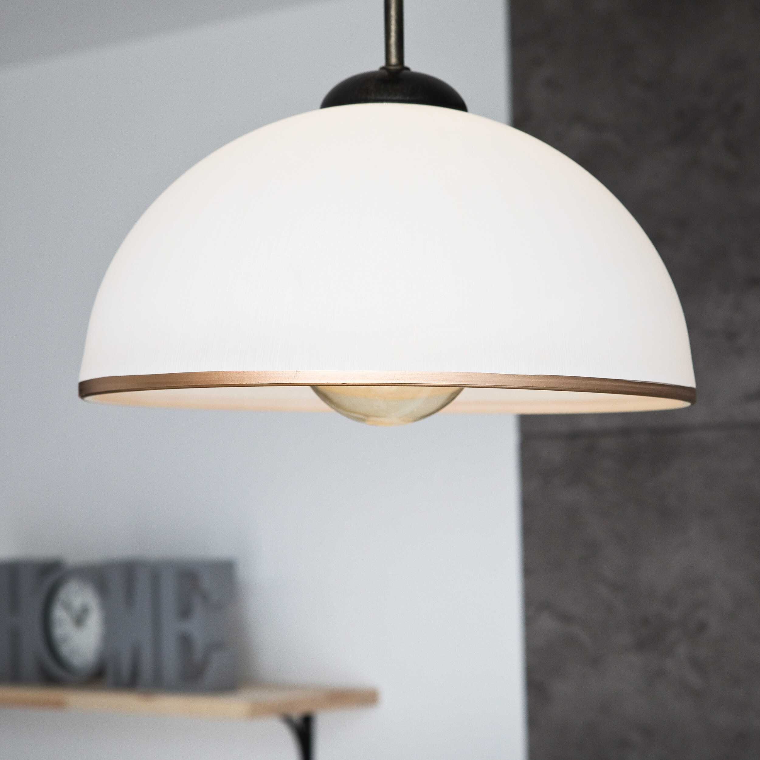 Lamkur Deckenleuchte Retro schwarz Glas Stahl B/H/L: ca. 32,5x45x32,5 cm E27 1 Brennstellen