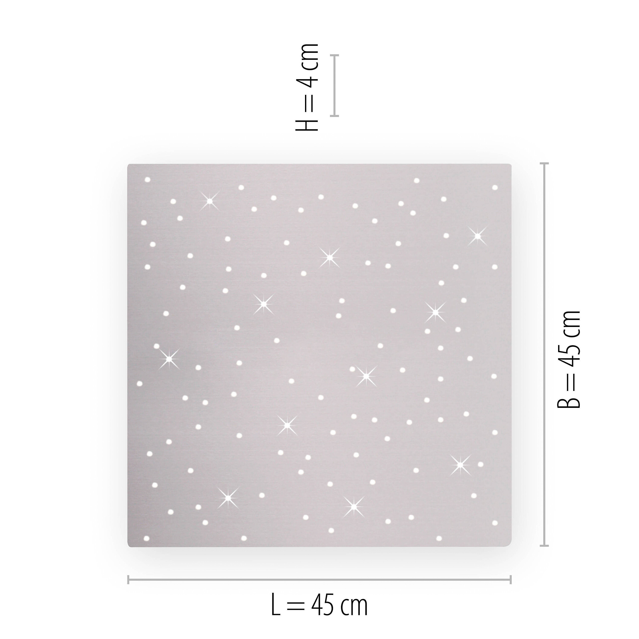 Just Light Deckenleuchte PN14671-55 Sparkle stahlfarbig Aluminium Stahl Kunststoff B/H/L: ca. 45x4x45 cm