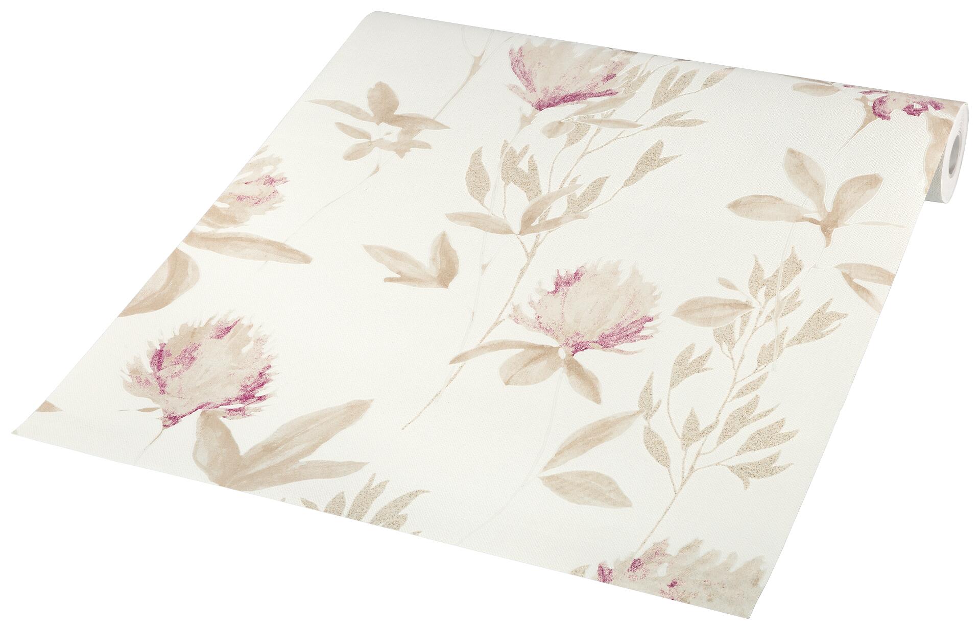 Vliestapete Blumen beige rot B/L: ca. 53x1005 cm