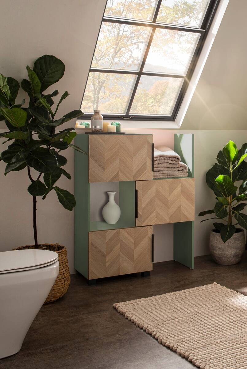 Regal Piazza Pistazie Eiche Nachbildung B/H/T: ca. 78x101,6x34,7 cm