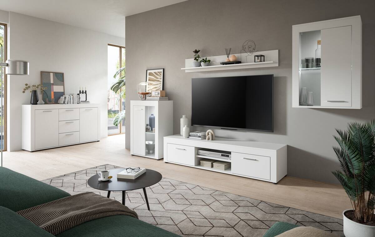 Vitrine Jam weiß B/H/T: ca. 86x60x35 cm