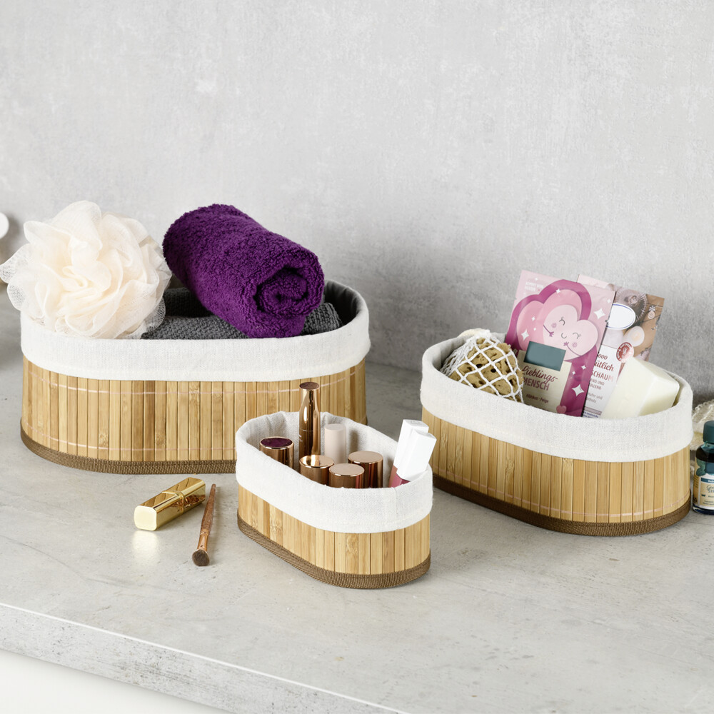 Kesper Bambus Körbchen 3er Set braun B/H/L: ca. 12x20x30 cm