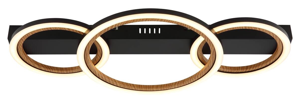 GLOBO LED-Deckenleuchte dunkelbraun Opal mattschwarz Metall Kunststoff B/H/L: ca. 30x7x58 cm 1 Brennstellen